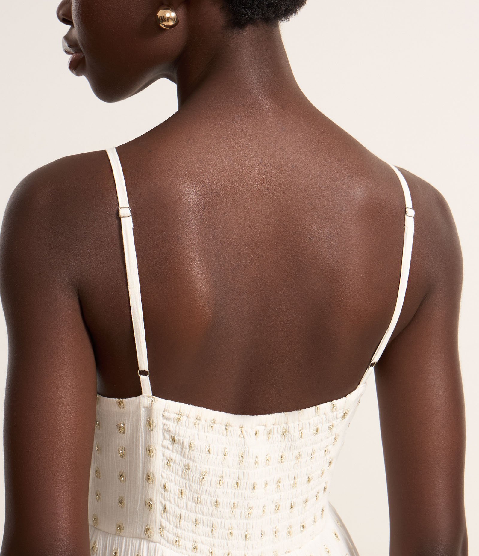 Vestido Longo em Crepe com Bordados Metalizados Branco 4