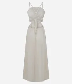 Vestido New Midi com Frente Única Forma de Concha Detalhada e Recorte