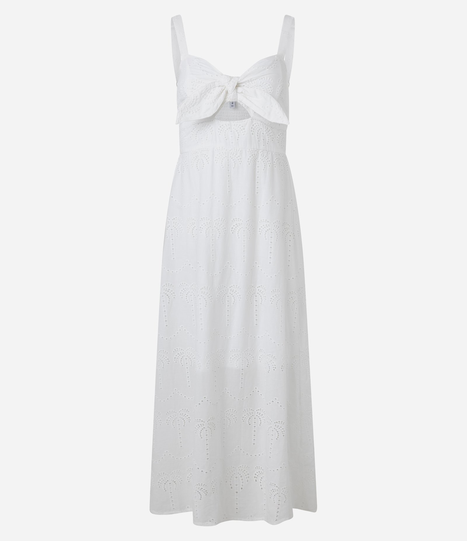 Vestido New Midi com Nózinho Frontal e Estampa Tropical Branco 7