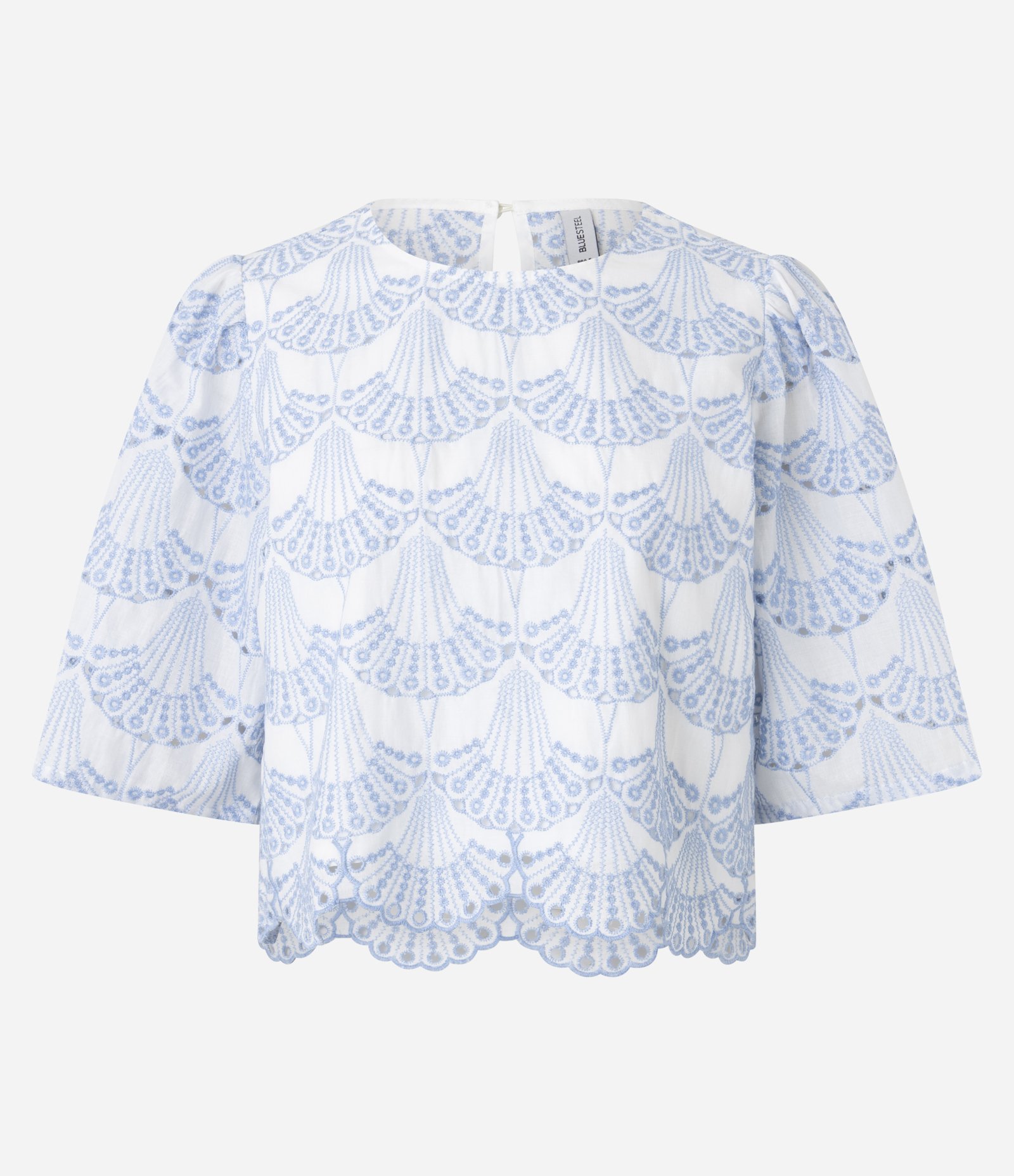 Blusa Boxy com Estampa Pontilhada Bicolor Branco/Azul 6