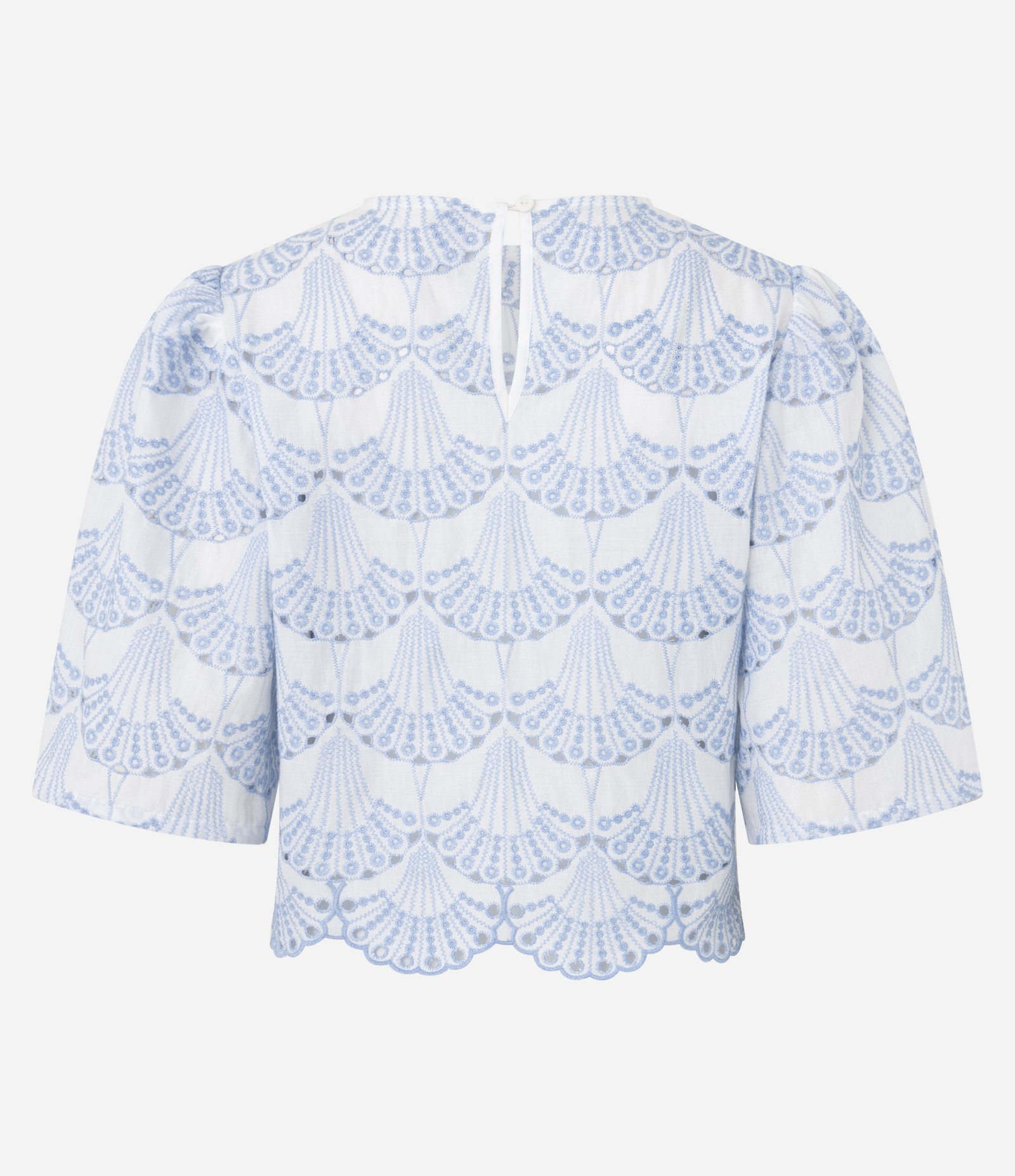 Blusa Boxy com Estampa Pontilhada Bicolor Branco/Azul 8