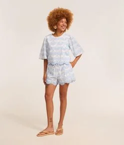 Short Runner com Elástico no Cós e Estampa Pontilhada