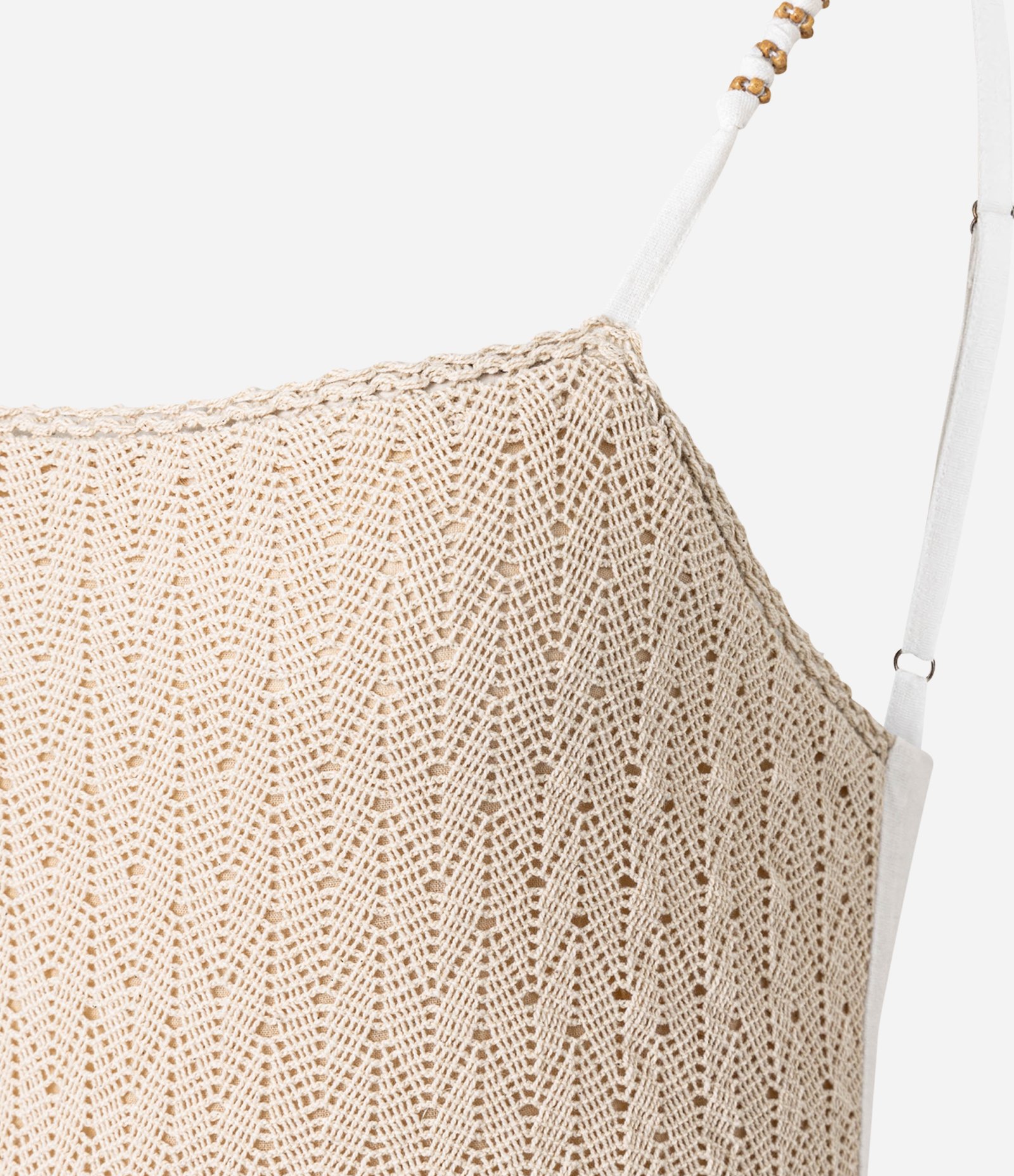 Vestido Long Midi com Linho e Coqueiro Bordado Bicolor Branco/Bege 7