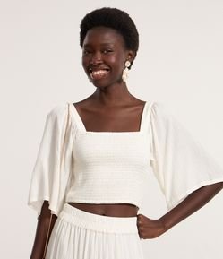 Blusa Croppet com Manga Ampla e Lastex