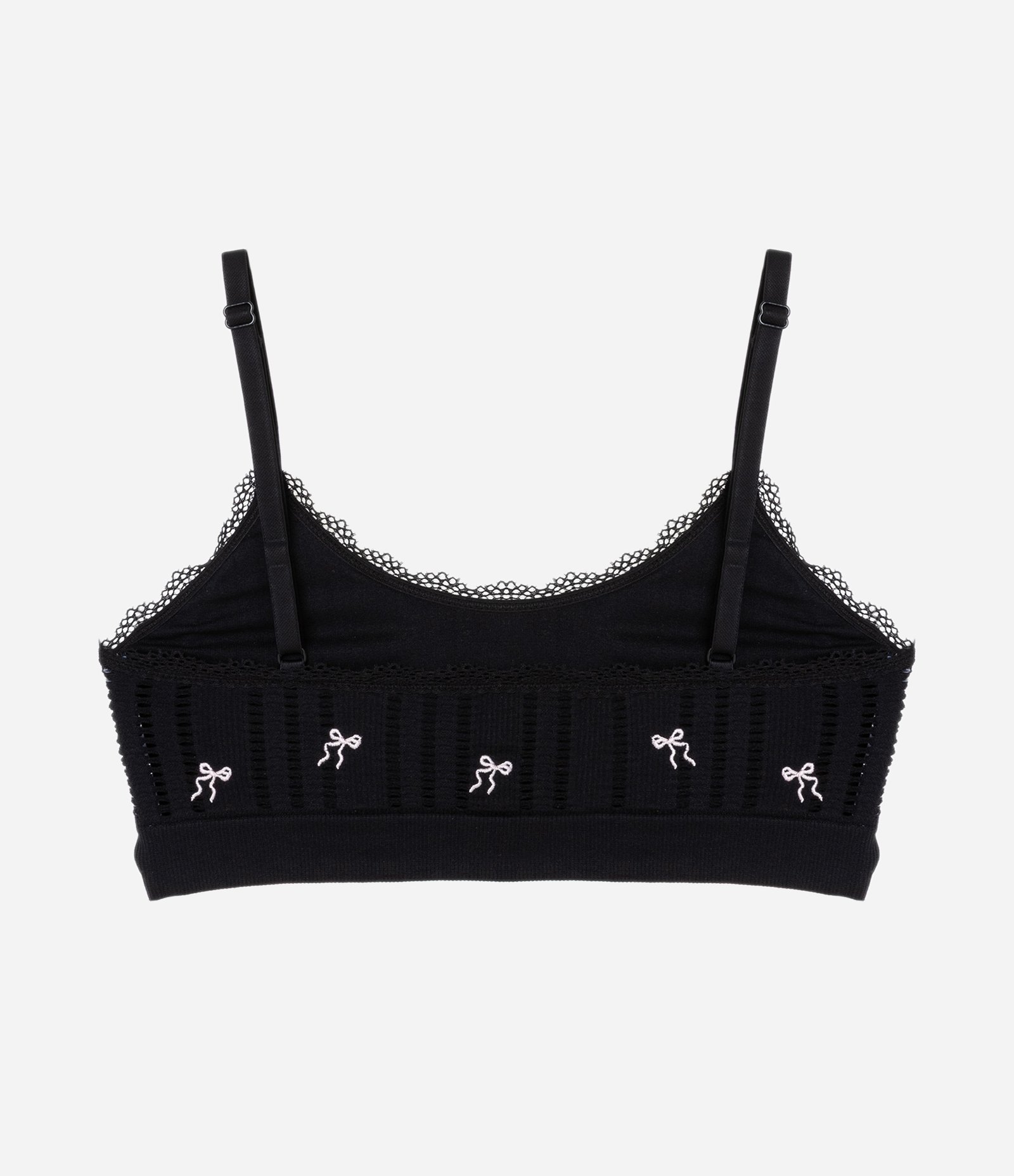 Sutiã Top Seamless Texturizado com Bordado de Lacinhos Preto 6