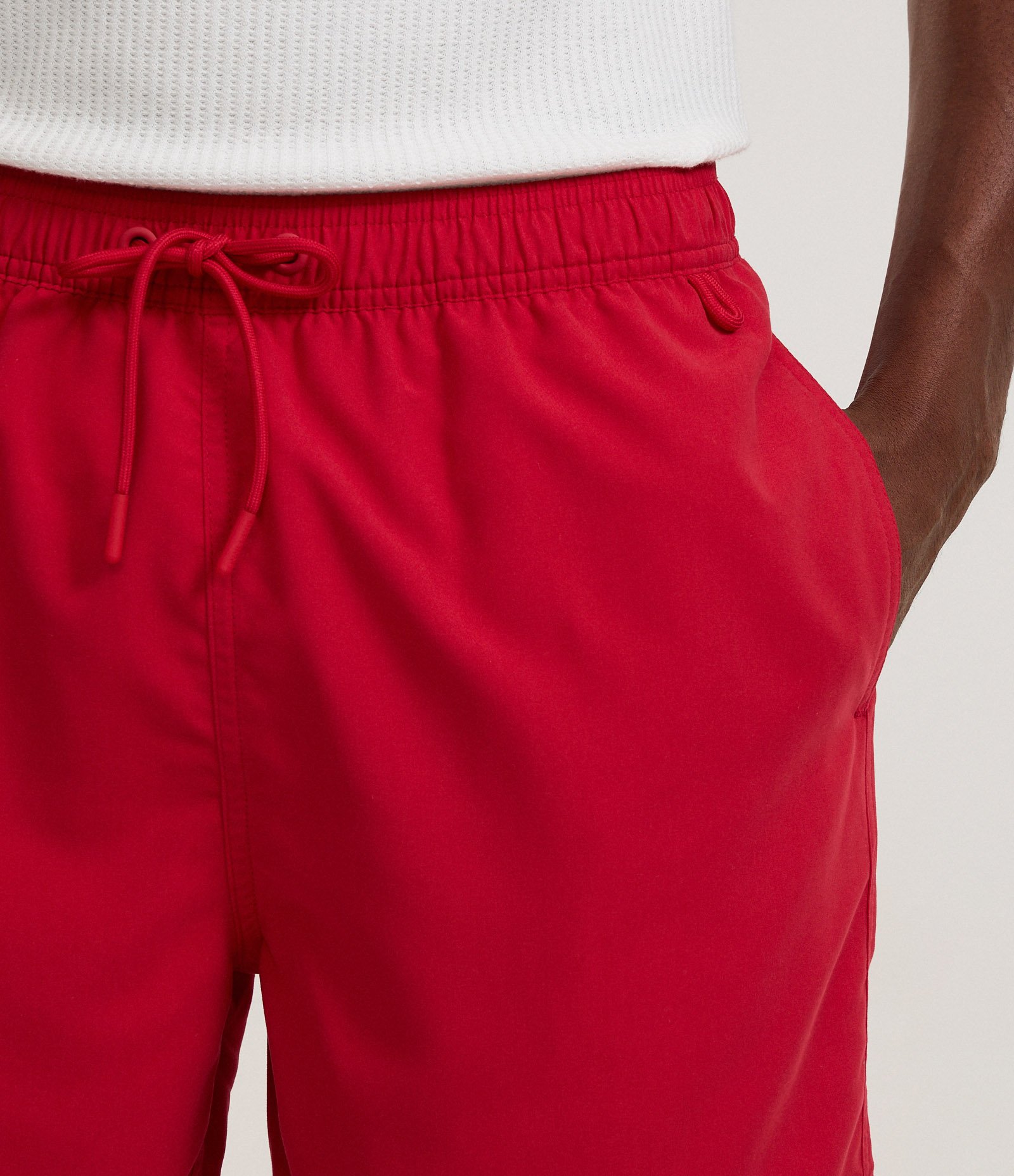 Bermuda de Banho em Peach Touch com Cós Elástico Vermelho 4