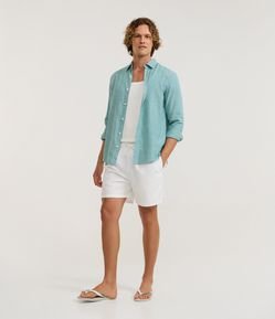 Bermuda de Banho em Peach Touch com Cós Elástico