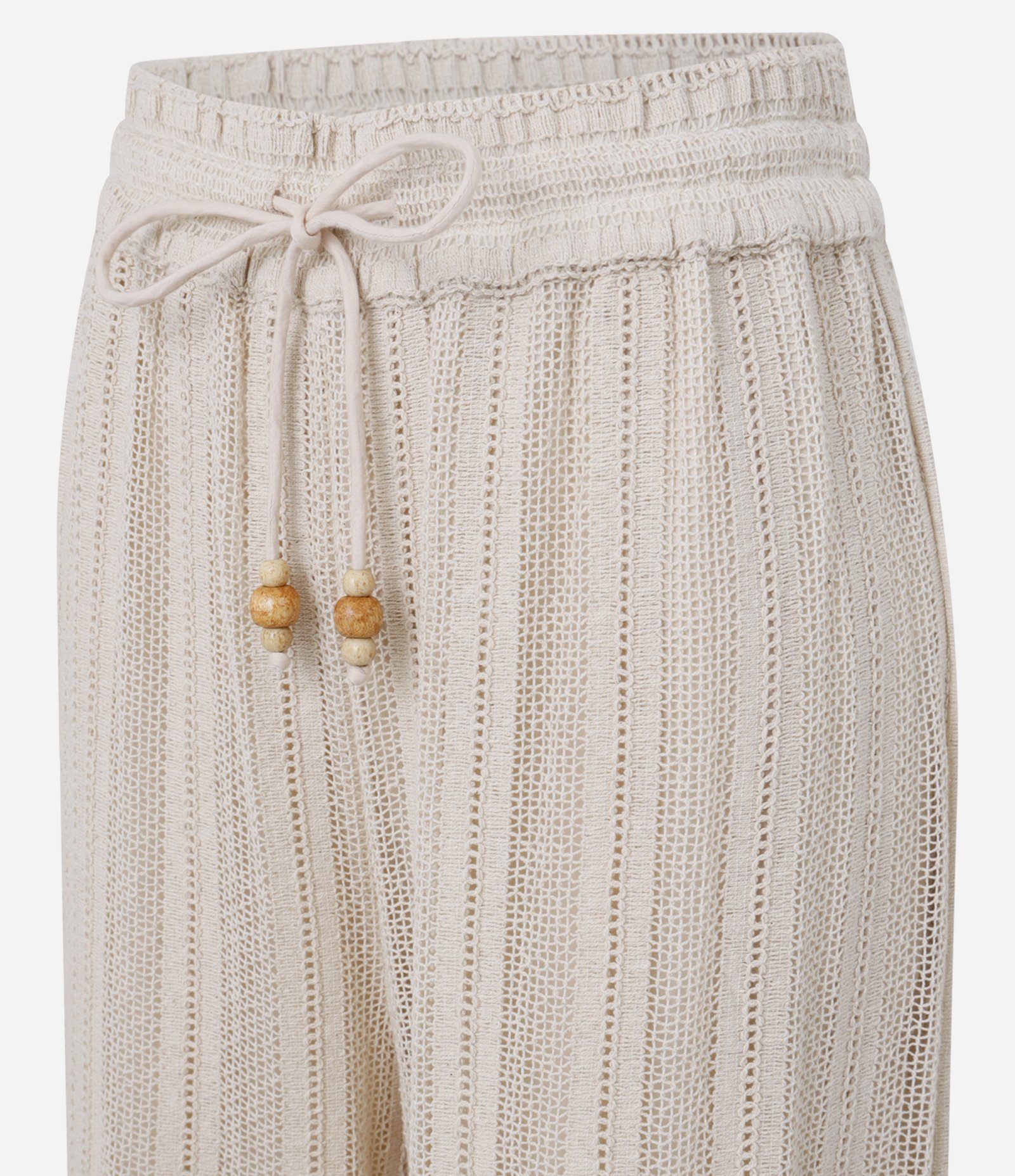 Calça Reta em Algodão com Amarração no Cós Elástico Bege 7