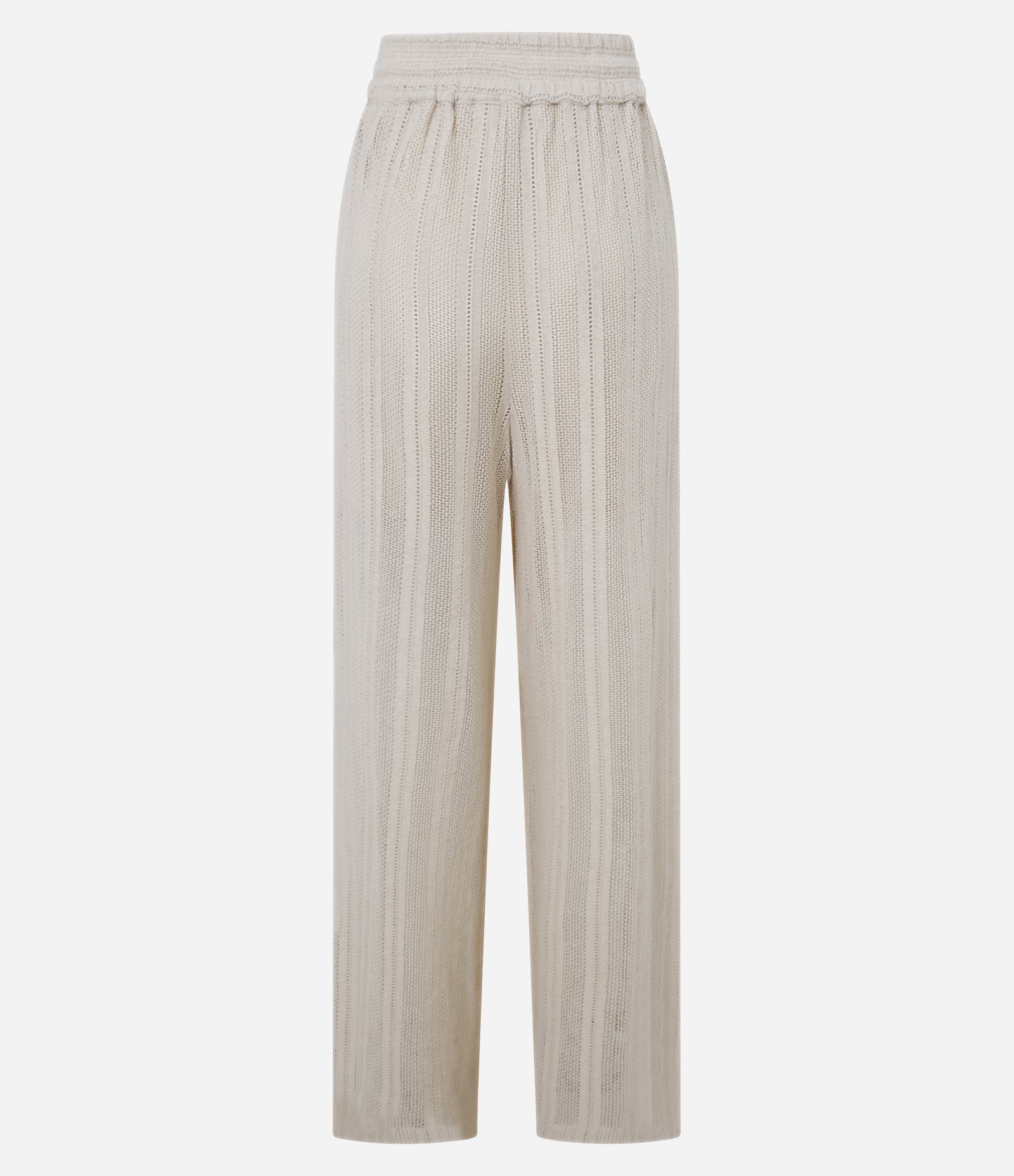 Calça Reta em Algodão com Amarração no Cós Elástico Bege 8