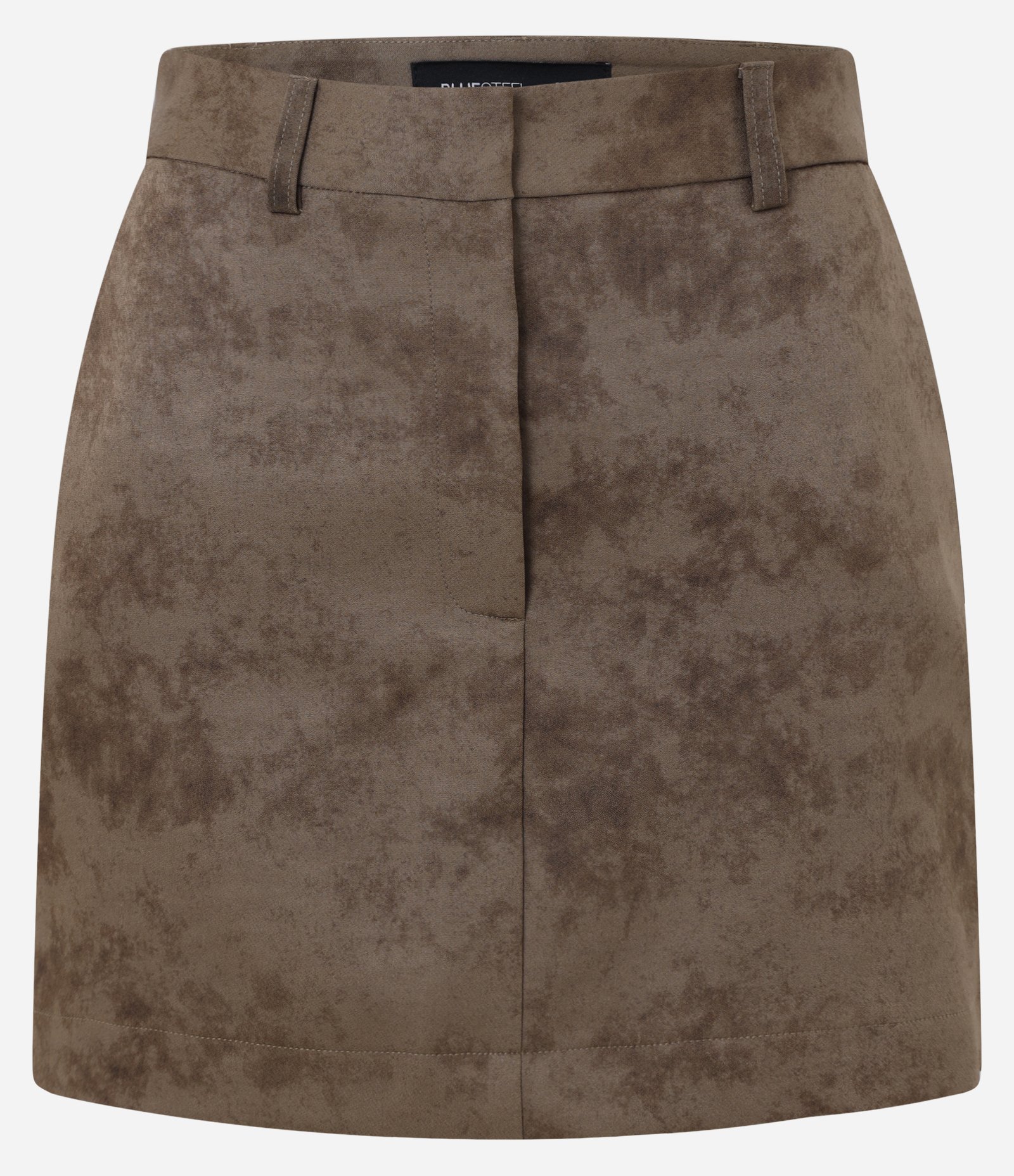 Mini Saia em Alfaiataria Manchada com Passantes e Corte Reto Marrom 7