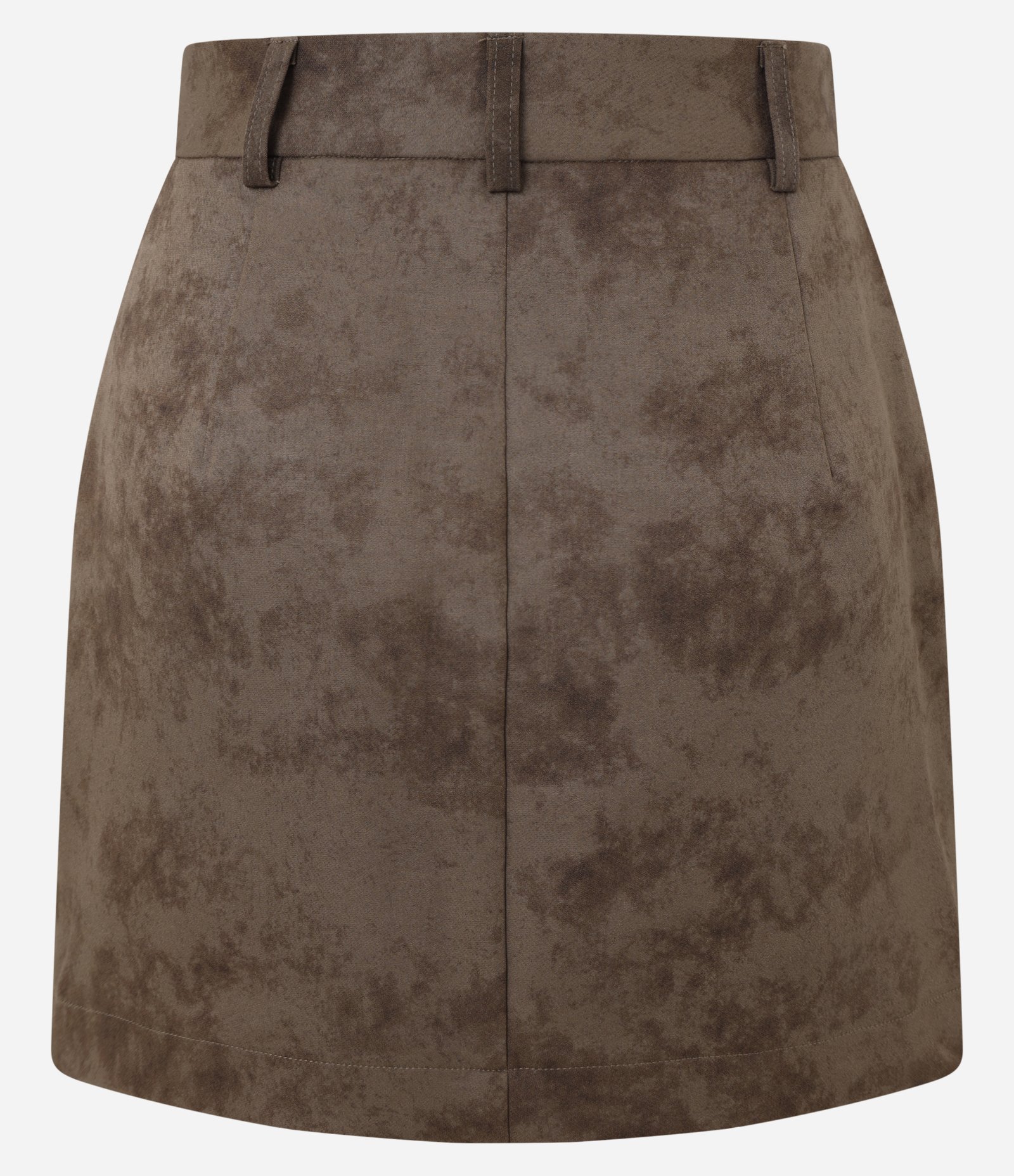 Mini Saia em Alfaiataria Manchada com Passantes e Corte Reto Marrom 8