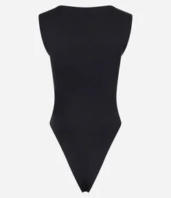 Body em Microfibra com Decote Quadrado