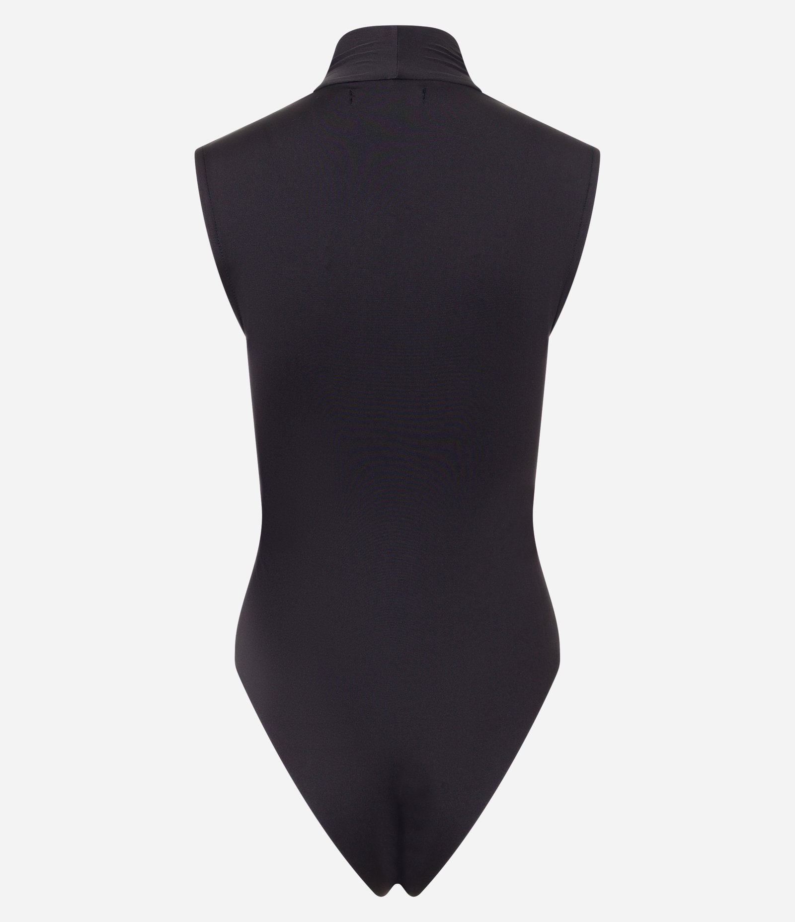 Body em Microfibra com Gola Alta e Decote V Preto 6