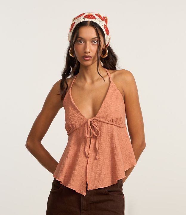 Blusa Texturizada com Amarração Frontal