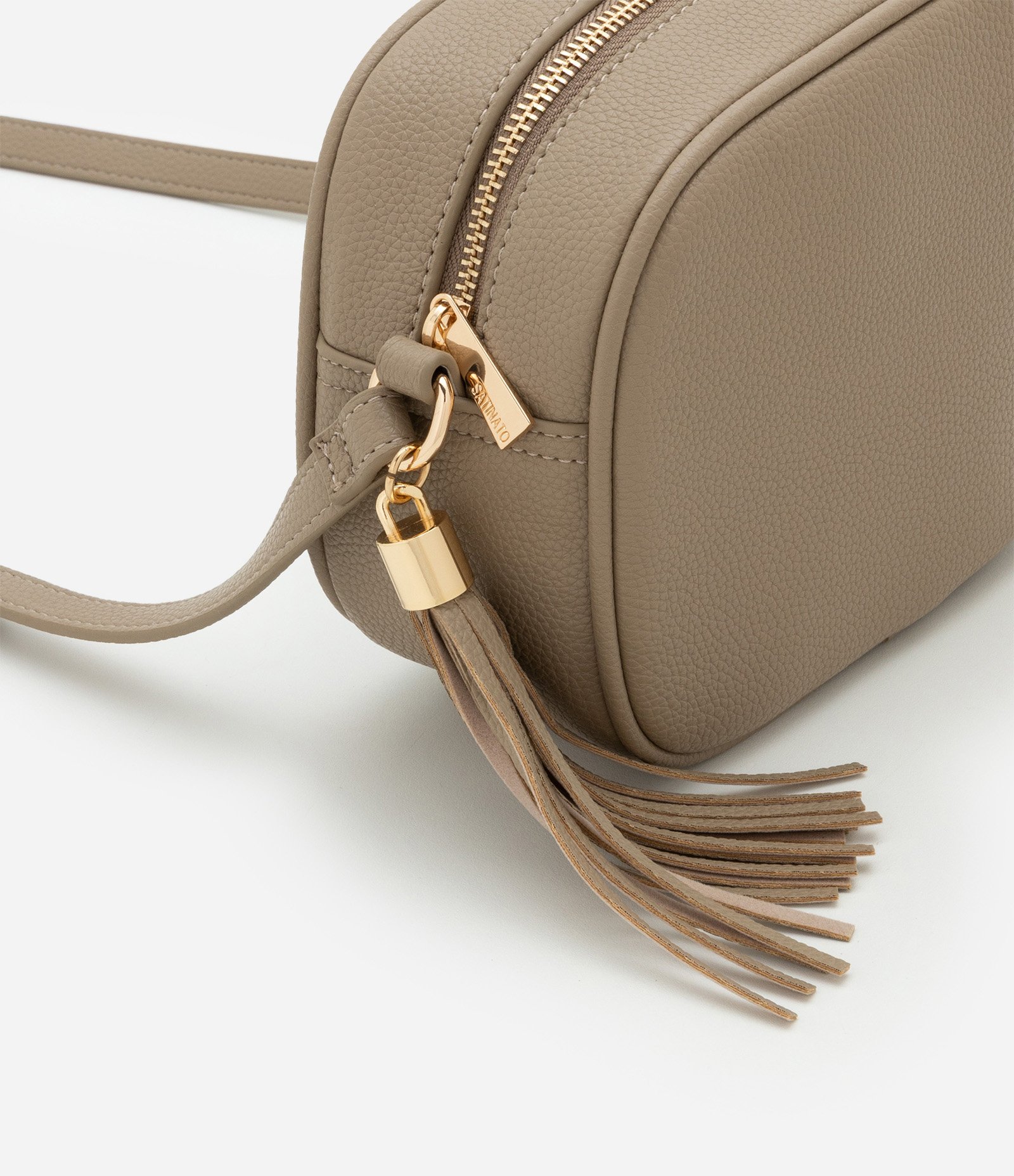 Bolsa Transversal Pequena com Tassel Bege 6