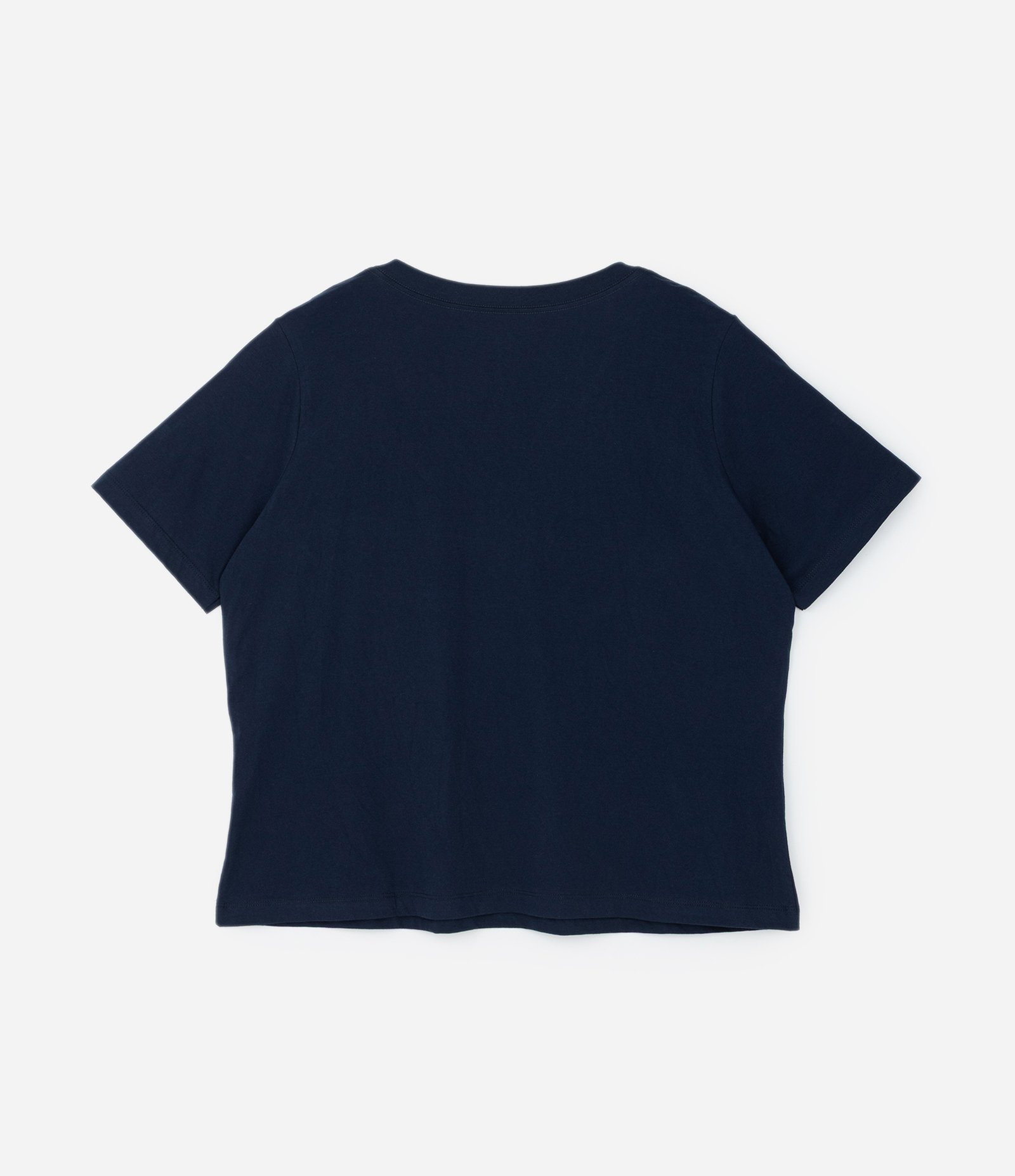 Camiseta em Algodão com Gola V Curve & Plus Size Azul Marinho 4