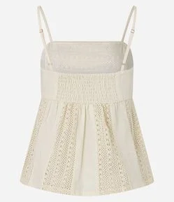 Blusa Curta em Renda Guipire com Alcinha