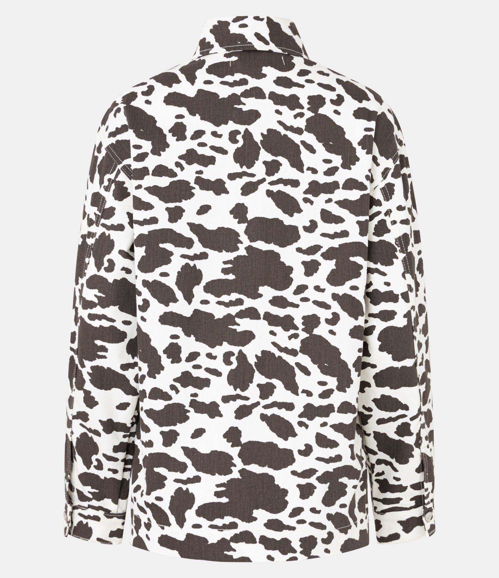 Camisa Jeans Animal Print Vaca com Abotoamento Frontal Branco 7