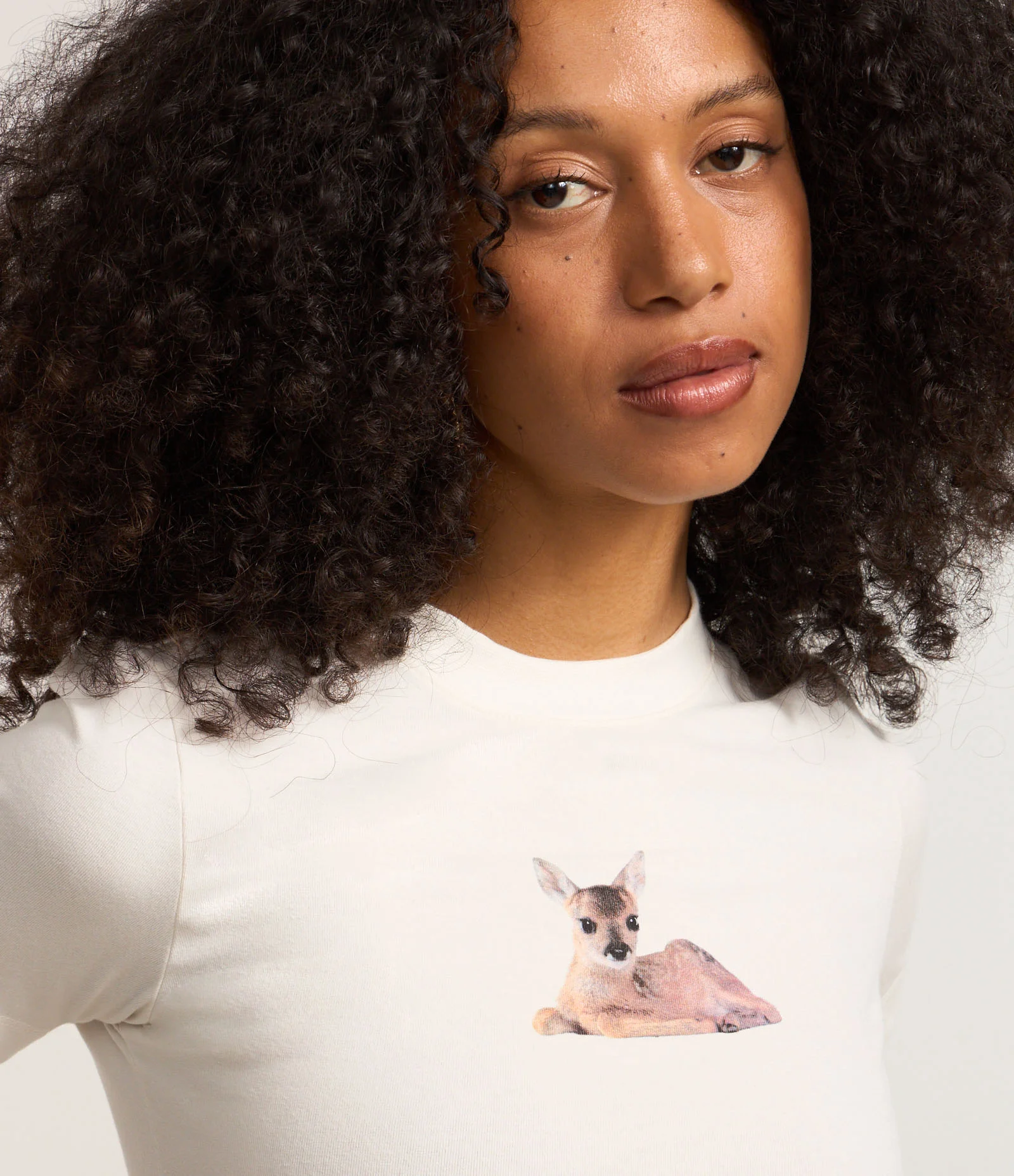 Blusa New T-shirt em Algodão com Estampa Veadinho Branco 3