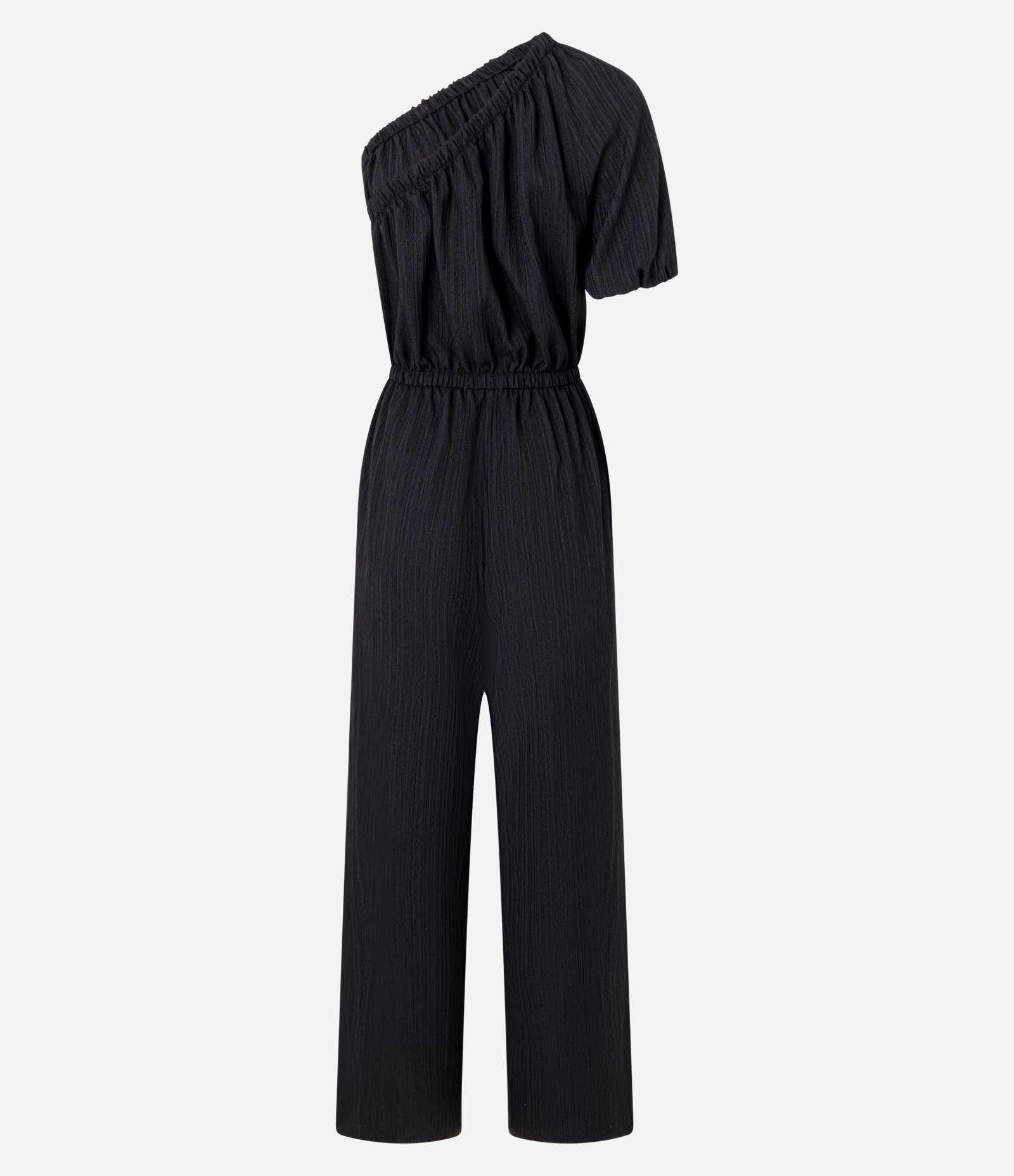 Macacão Ombro Só em Anarruga com Manga Curta Preto 7