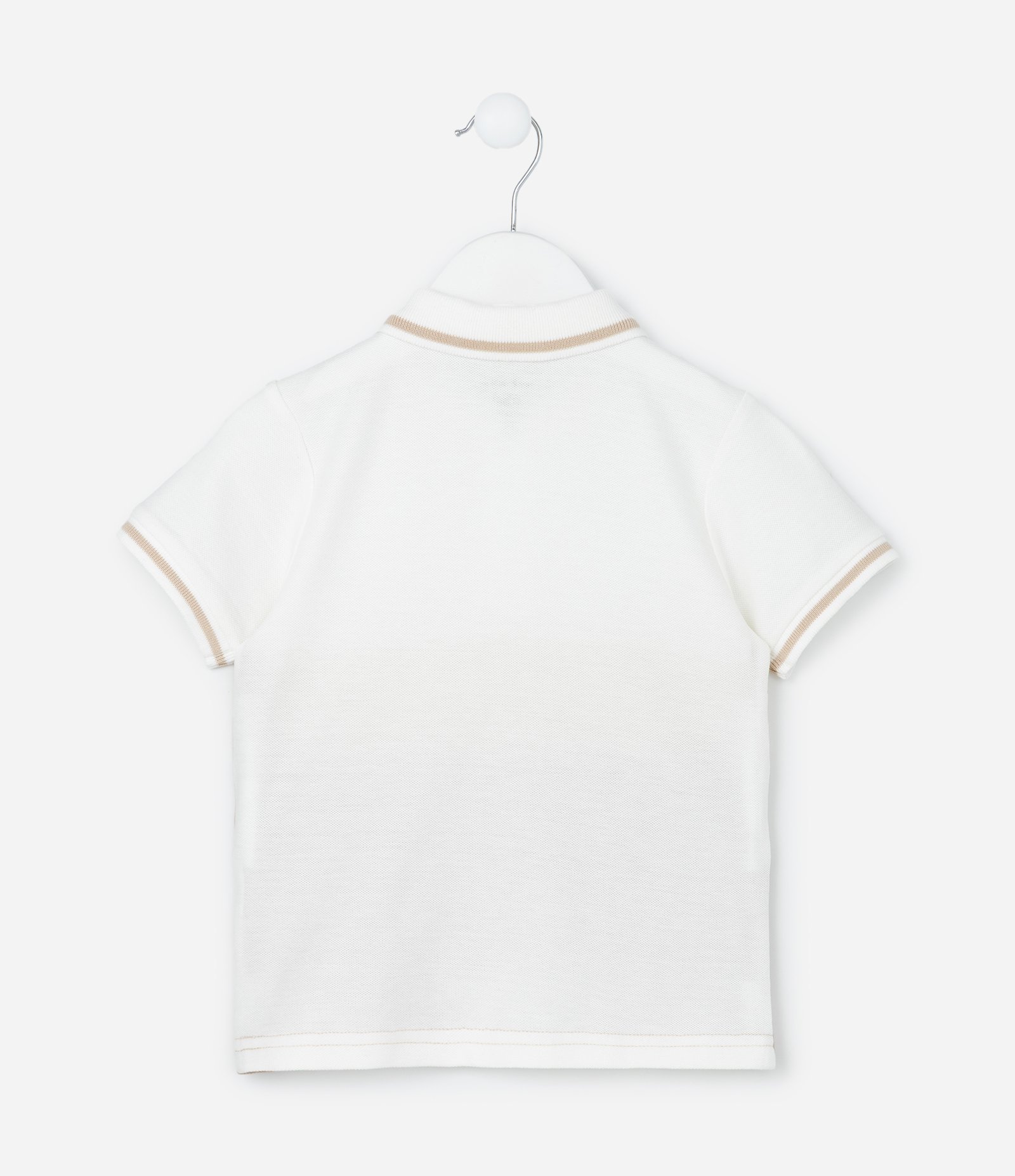 Conjunto Infantil em Piquet com Gola Polo - Tam 1 a 6 Anos Branco/Bege 5