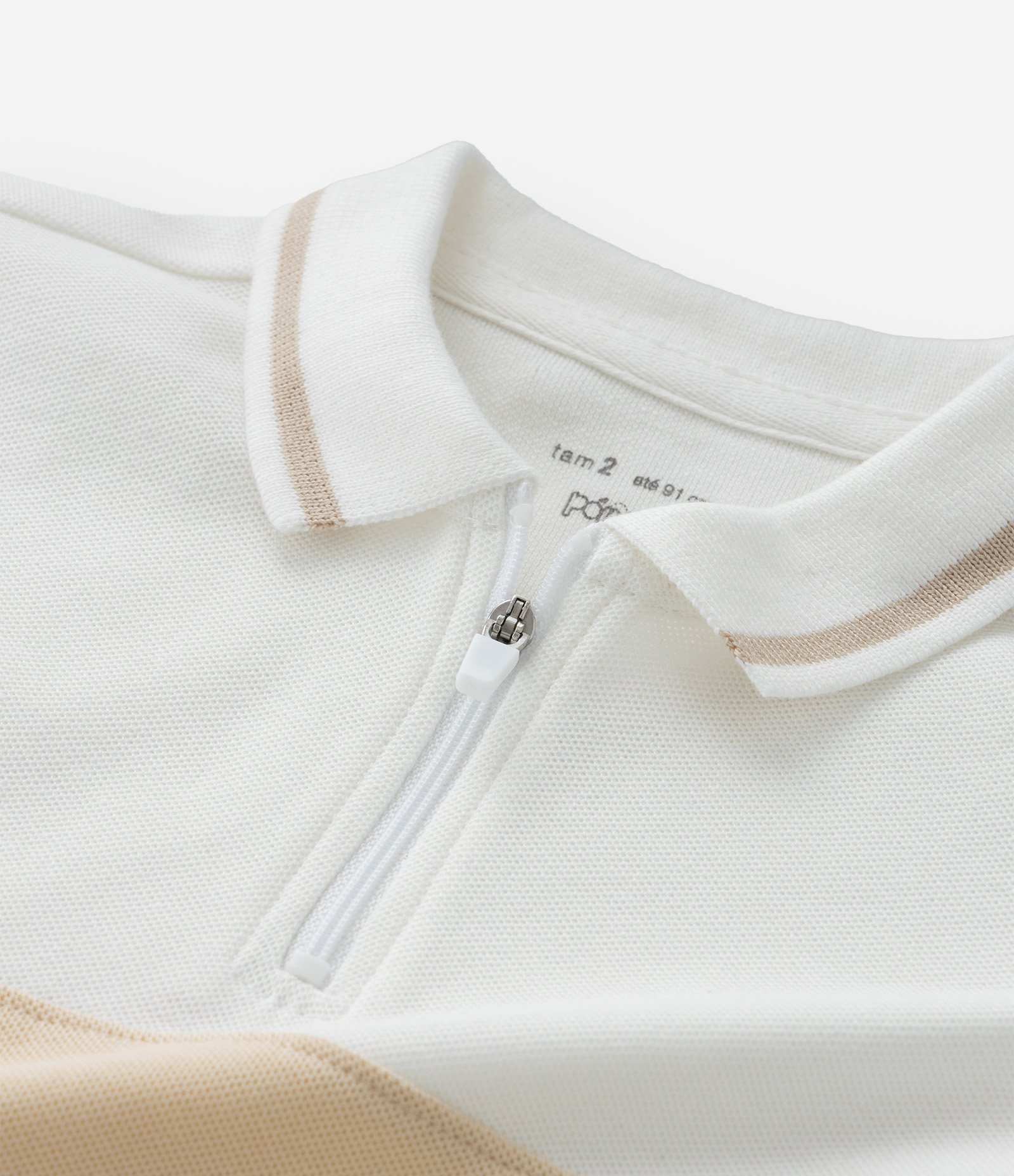 Conjunto Infantil em Piquet com Gola Polo - Tam 1 a 6 Anos Branco/Bege 7