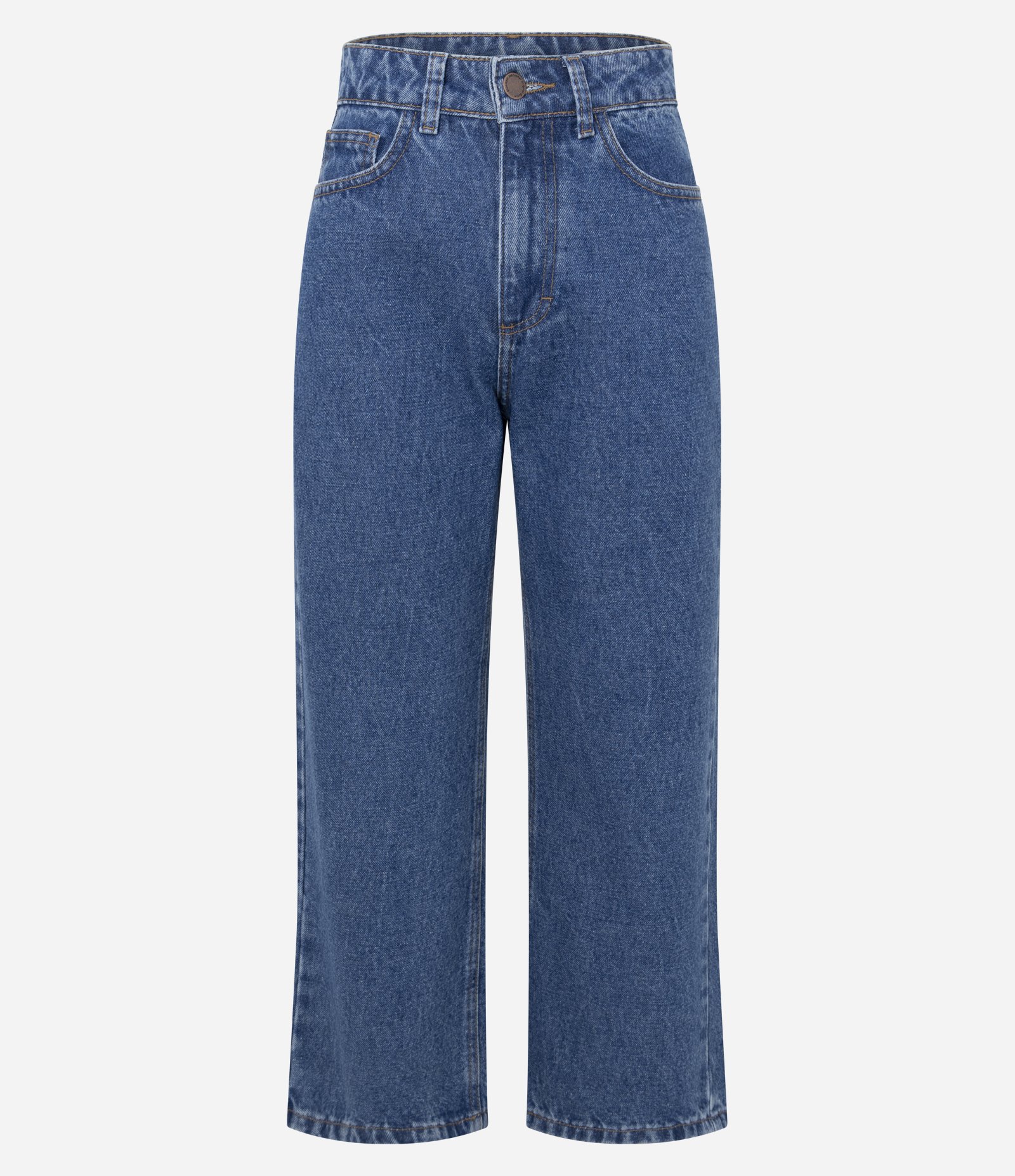 Calça Cropped Reta Jeans com Cintura Alta Médio 6