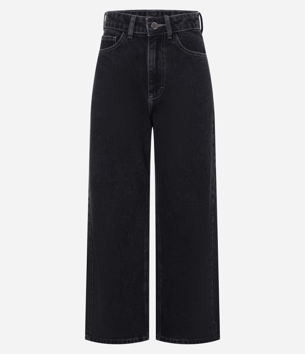 Calça Cropped Reta Jeans com Lavagem Clássica