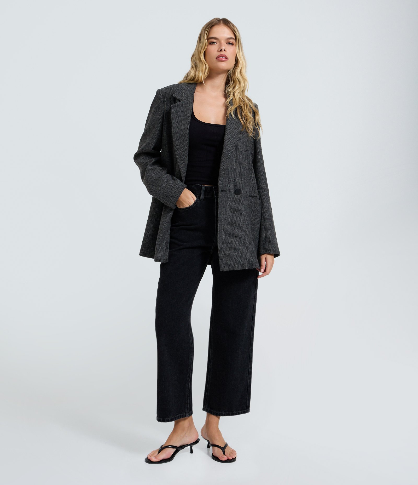 Calça Cropped Reta Jeans com Cintura Alta Preto 1