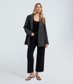 Calça Cropped Reta Jeans com Cintura Alta