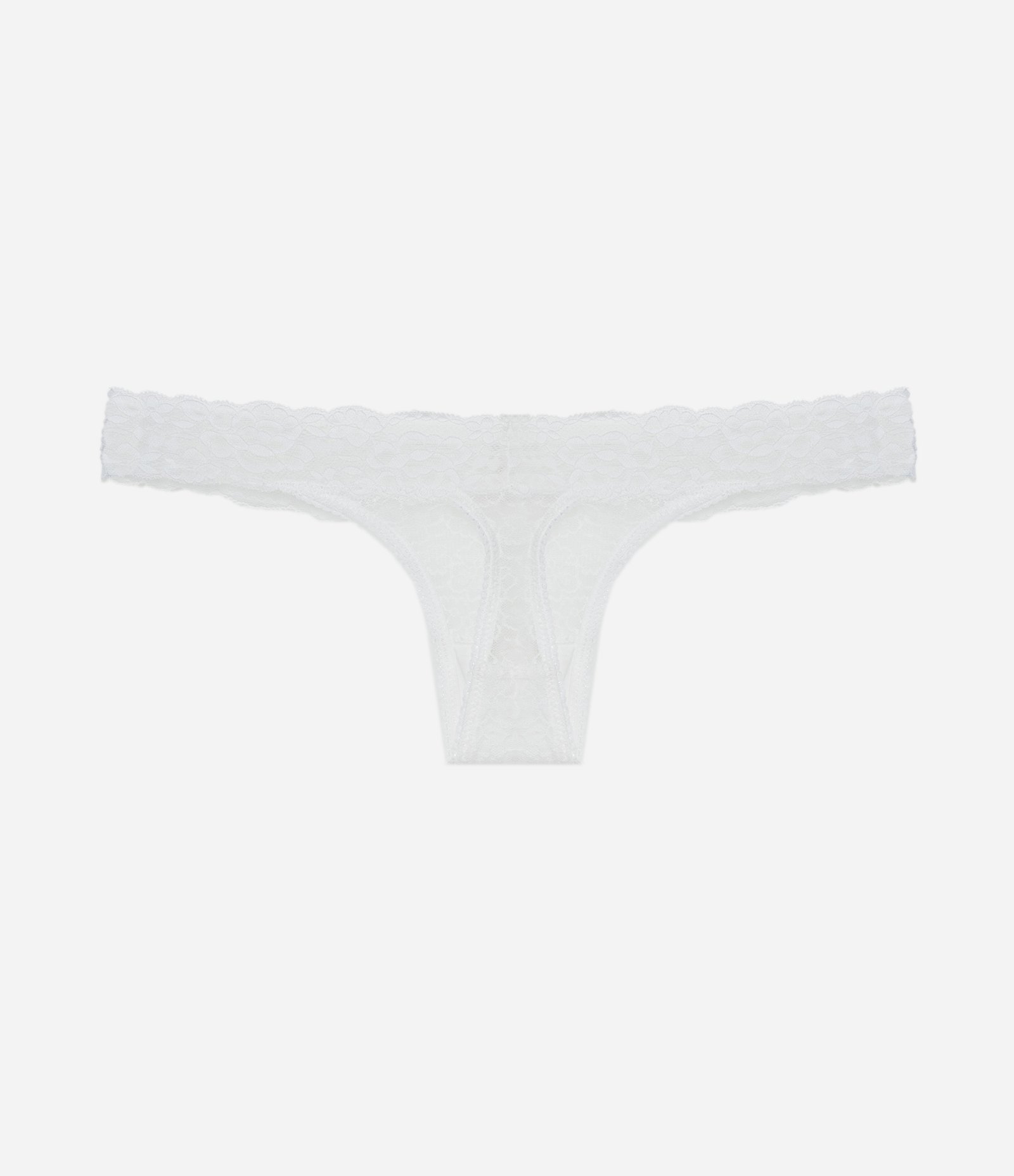 Calcinha Biquíni Fio em Renda Floral Branco 2