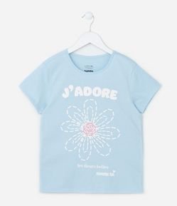 Camiseta Infantil com Estampa de Flor - Tam 5 a 14 Anos