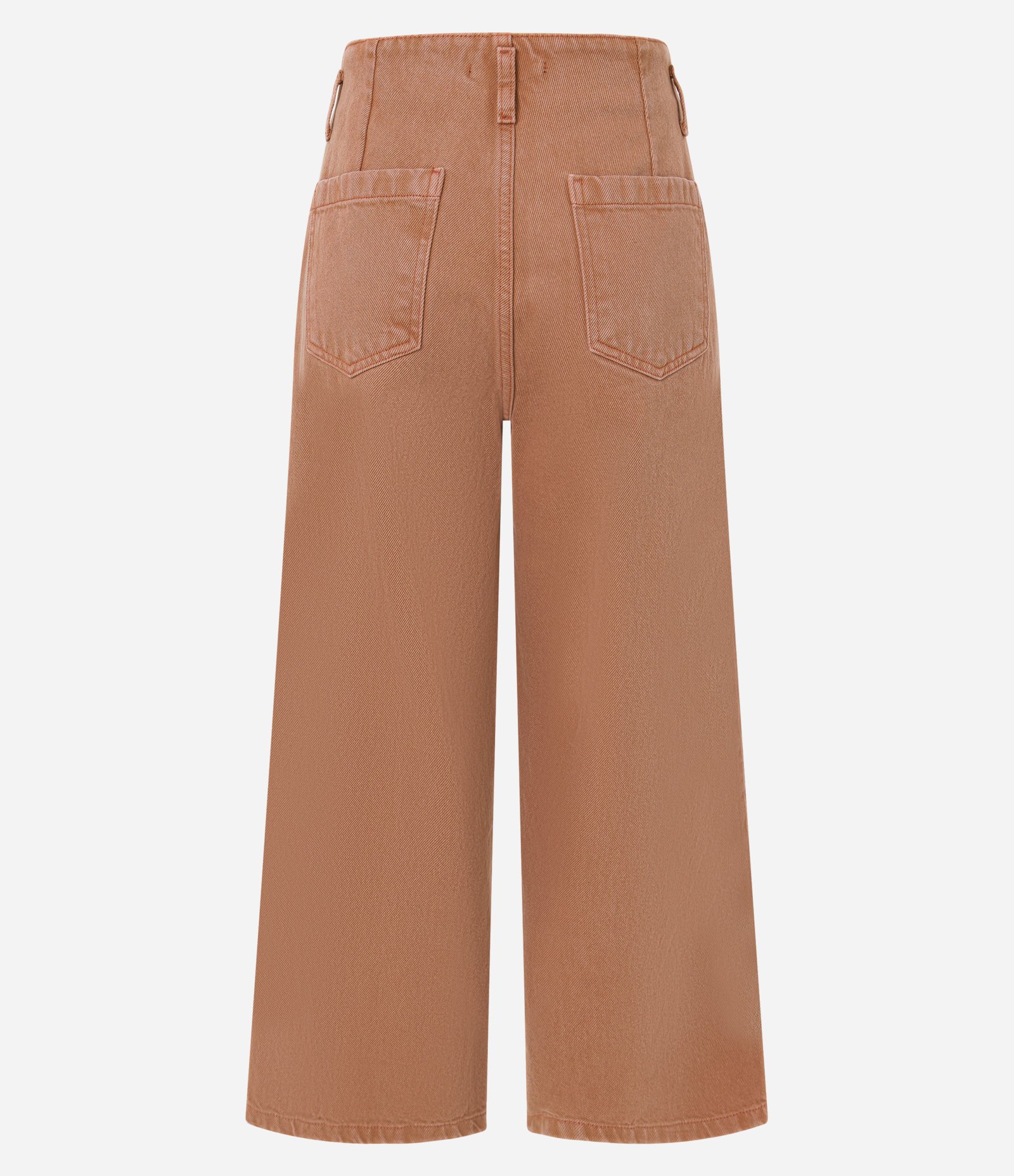 Calça Pantacourt em Sarja com Cintura Alta e Bolsos Frontais Marrom 6