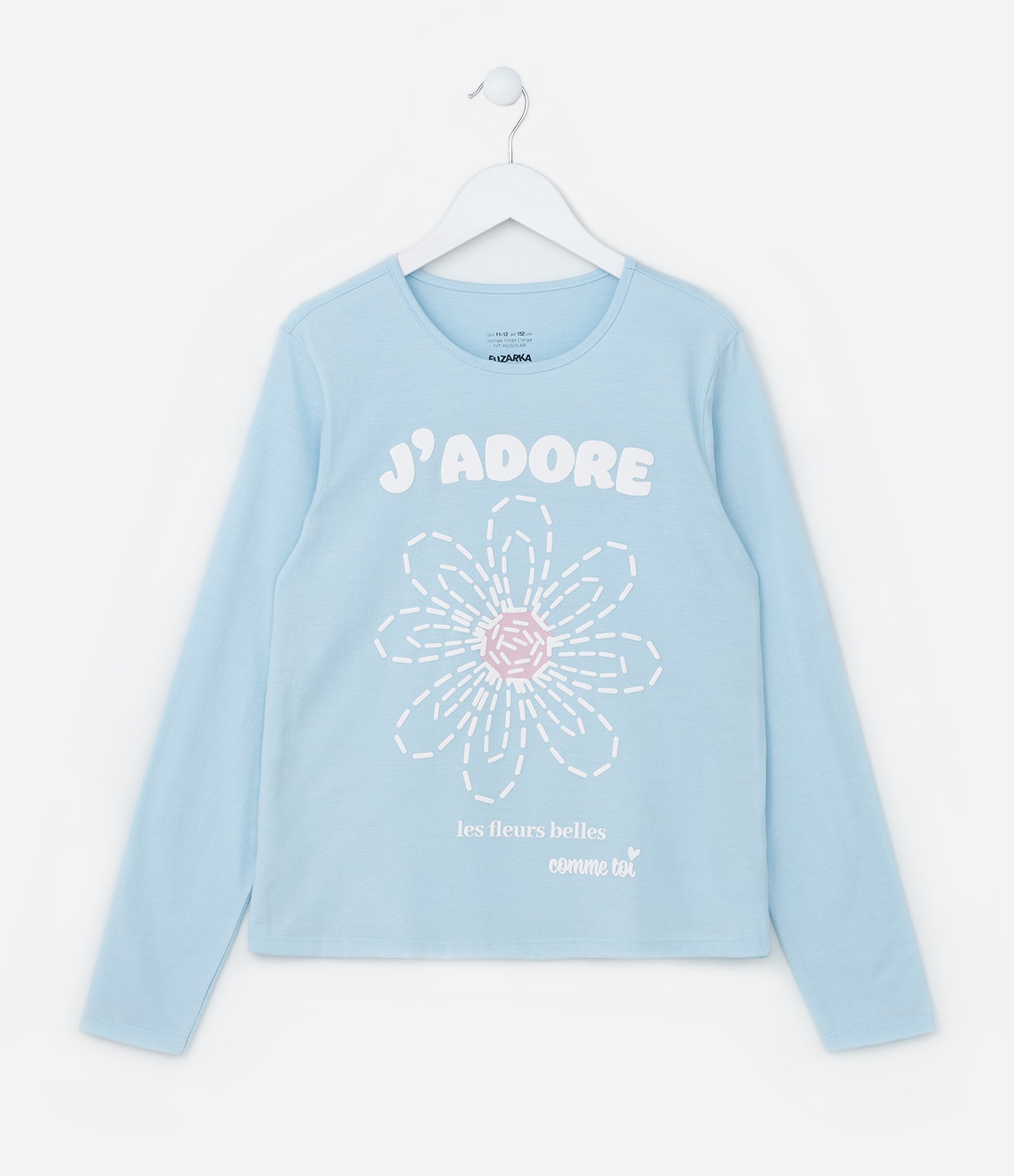 Camiseta Infantil com Estampa de Flor - Tam 5 a 14 Anos Azul 1