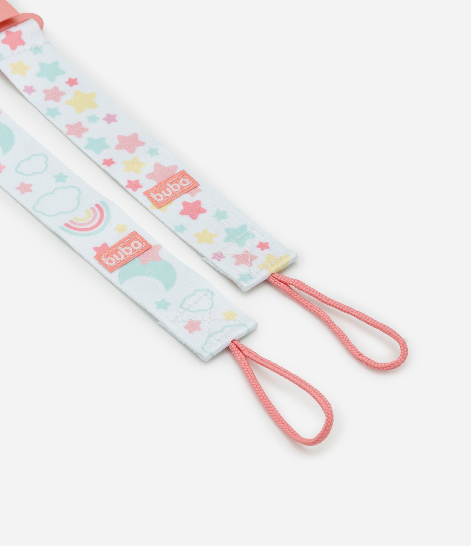 Kit 02 Prendedores de Chupeta Infantil com Estampa Estrelas - Tam Único Rosa 3
