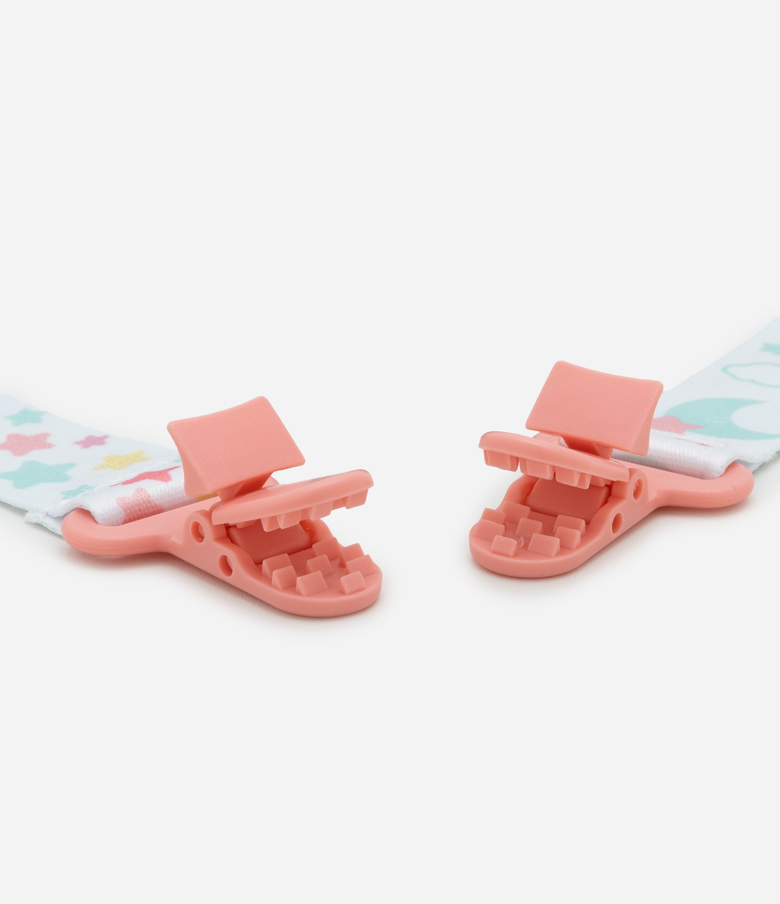 Kit 02 Prendedores de Chupeta Infantil com Estampa Estrelas - Tam Único Rosa 4