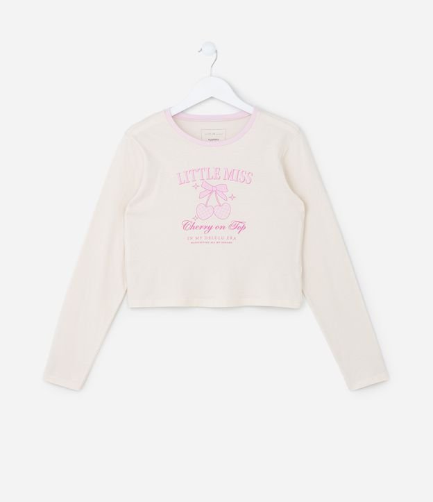 Blusa Curta Infantil com Estampa Cerejas - Tam 5 a 14 Anos