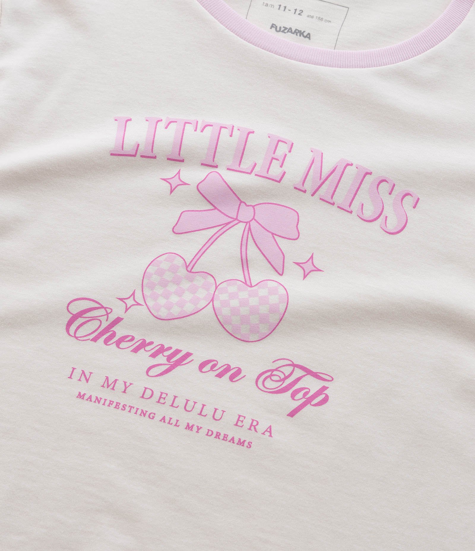 Blusa Curta Infantil com Estampa Cerejas - Tam 5 a 14 Anos Bege 5