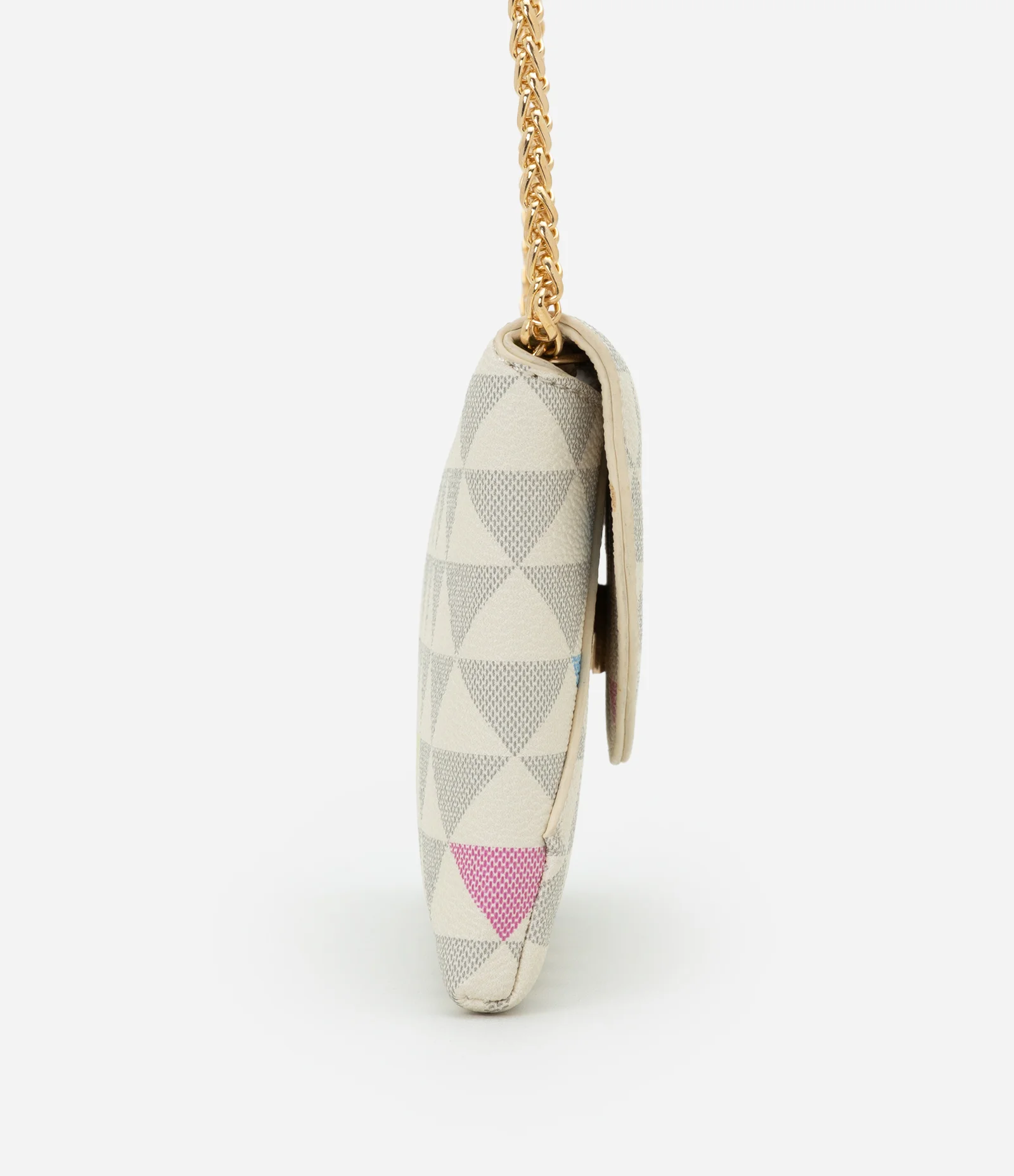 Bolsa Carteira Transversal Grande com Tampa e Alça de Correntes Off White 2