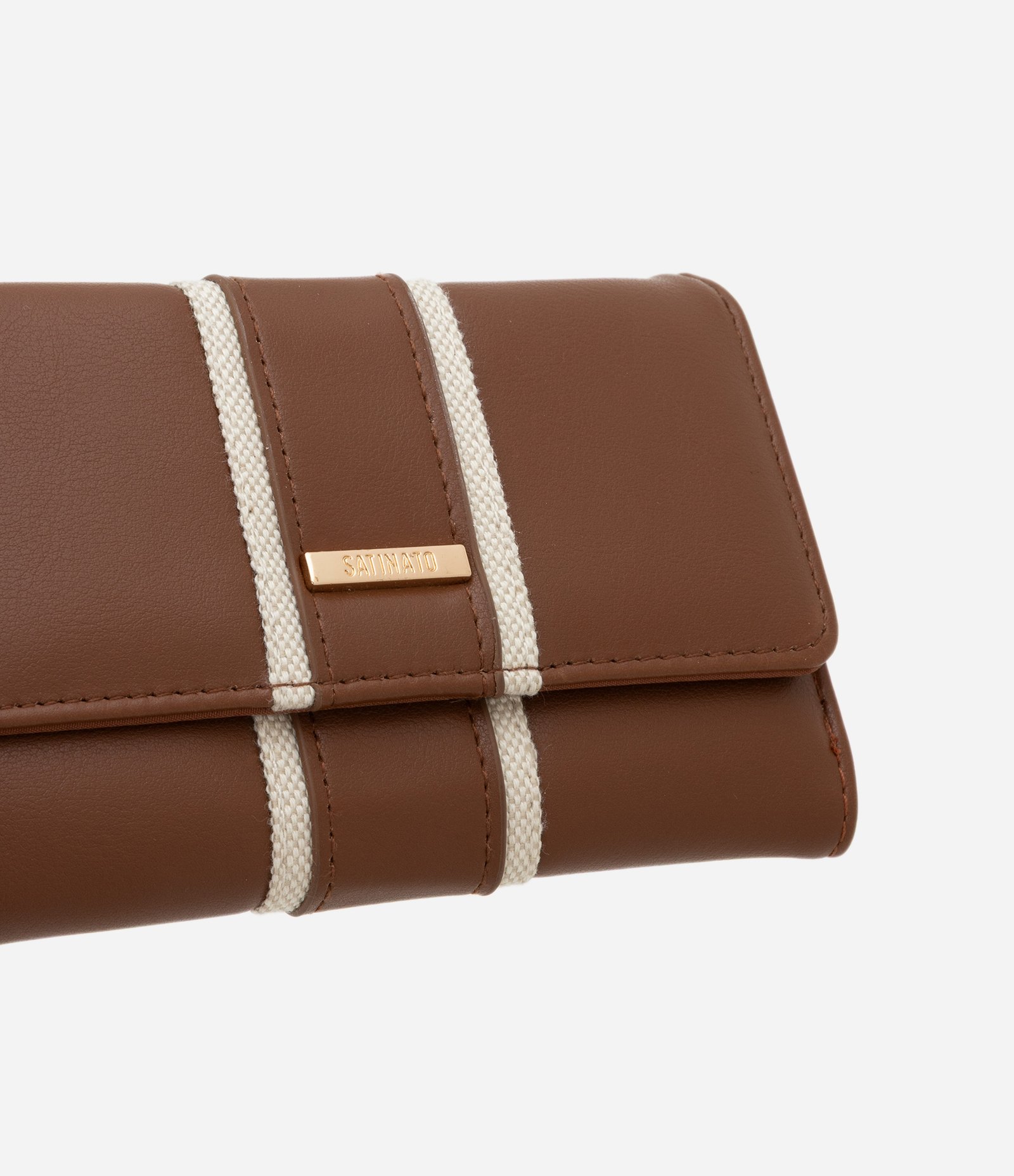 Carteira Envelope Média  com Listras Xadrez Marrom 4