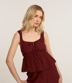 Blusa Texturizada com Amarração e Babado