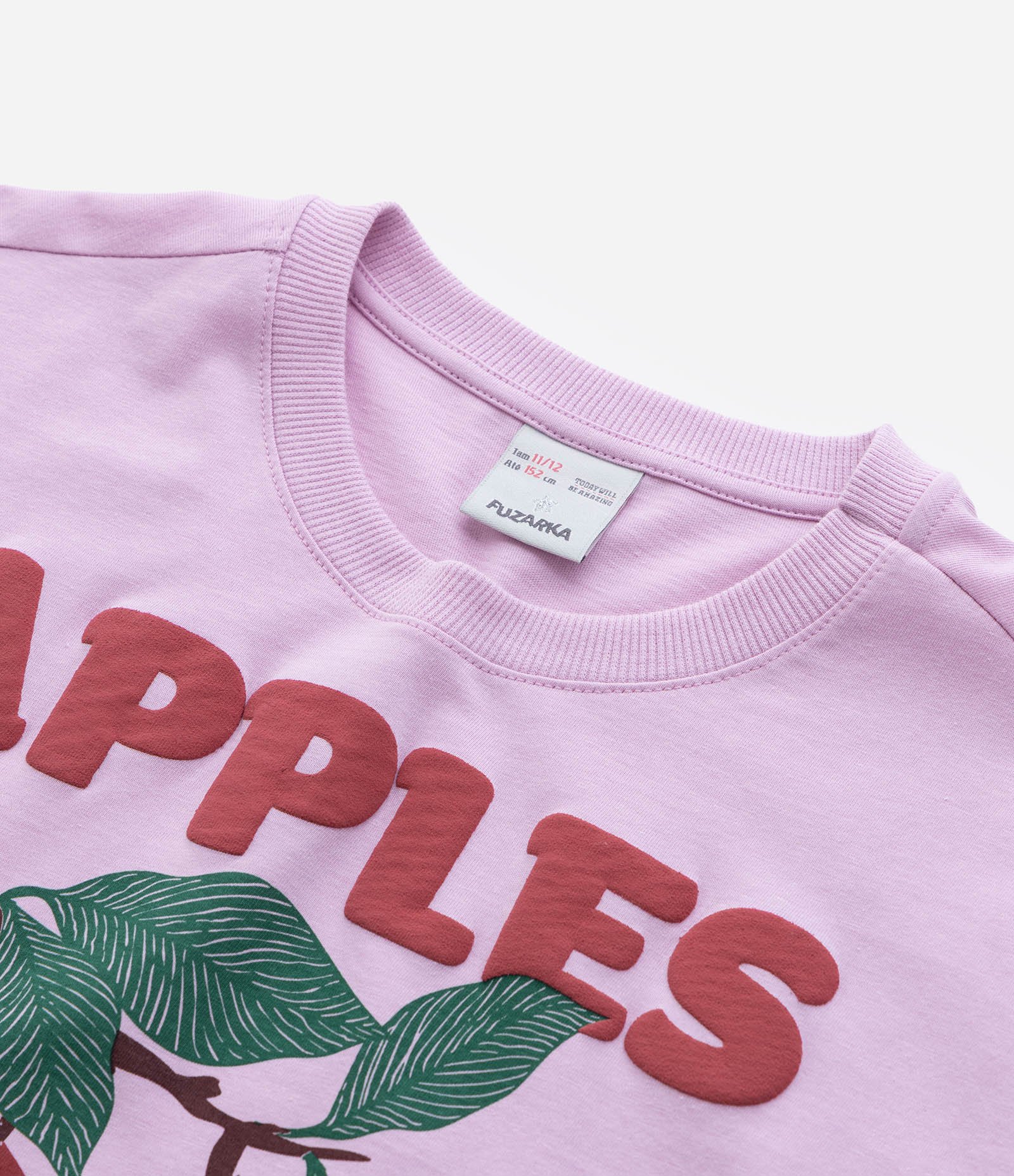 Camiseta Oversized Infantil com Estampa Maçãs - Tam 7 a 14 Anos Rosa 4
