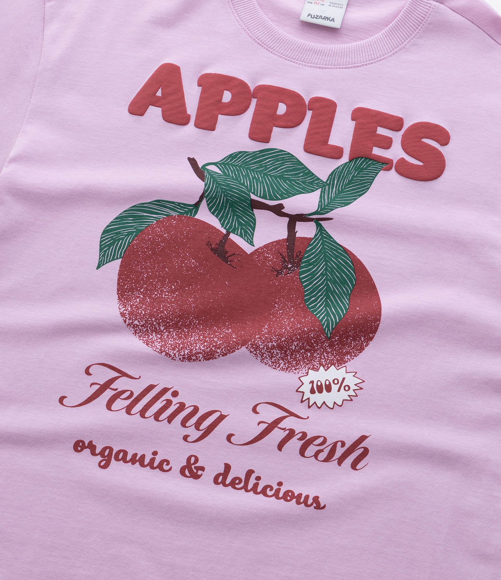 Camiseta Oversized Infantil com Estampa Maçãs - Tam 7 a 14 Anos Rosa 5