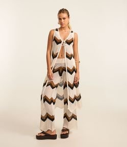 Saída de Praia Calça com Efeito Crochê Zig Zag