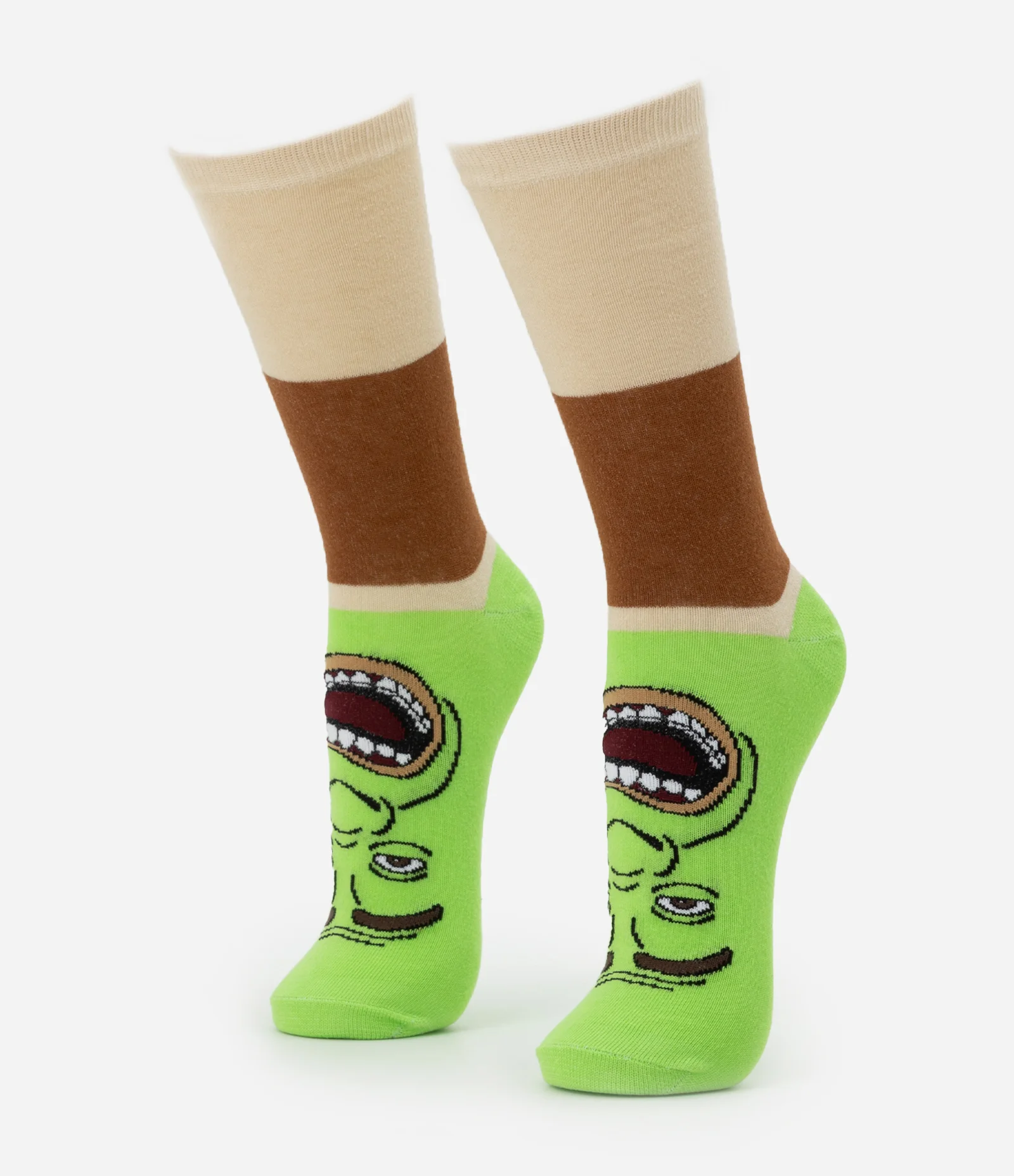 Meia Cano Alto em Algodão com Estampa do Shrek Verde/Marrom/Bege 1