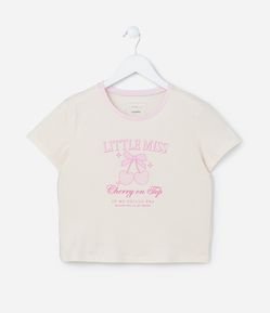 Blusa Baby Look Infantil com Estampa Cerejinhas - Tam 7 a 14 Anos