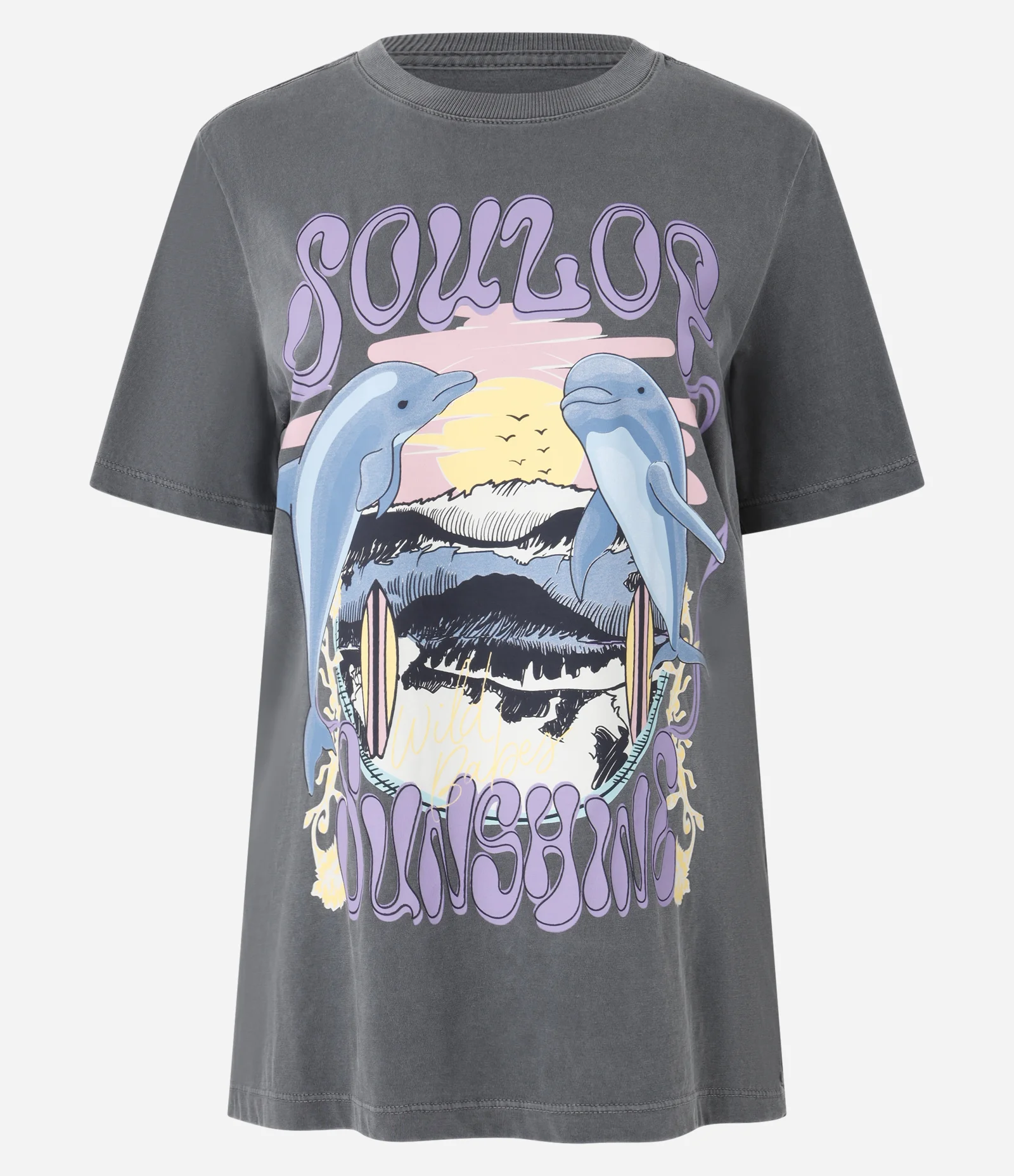 Camiseta em Algodão Estampa Golfinho Sunshine Cinza 1