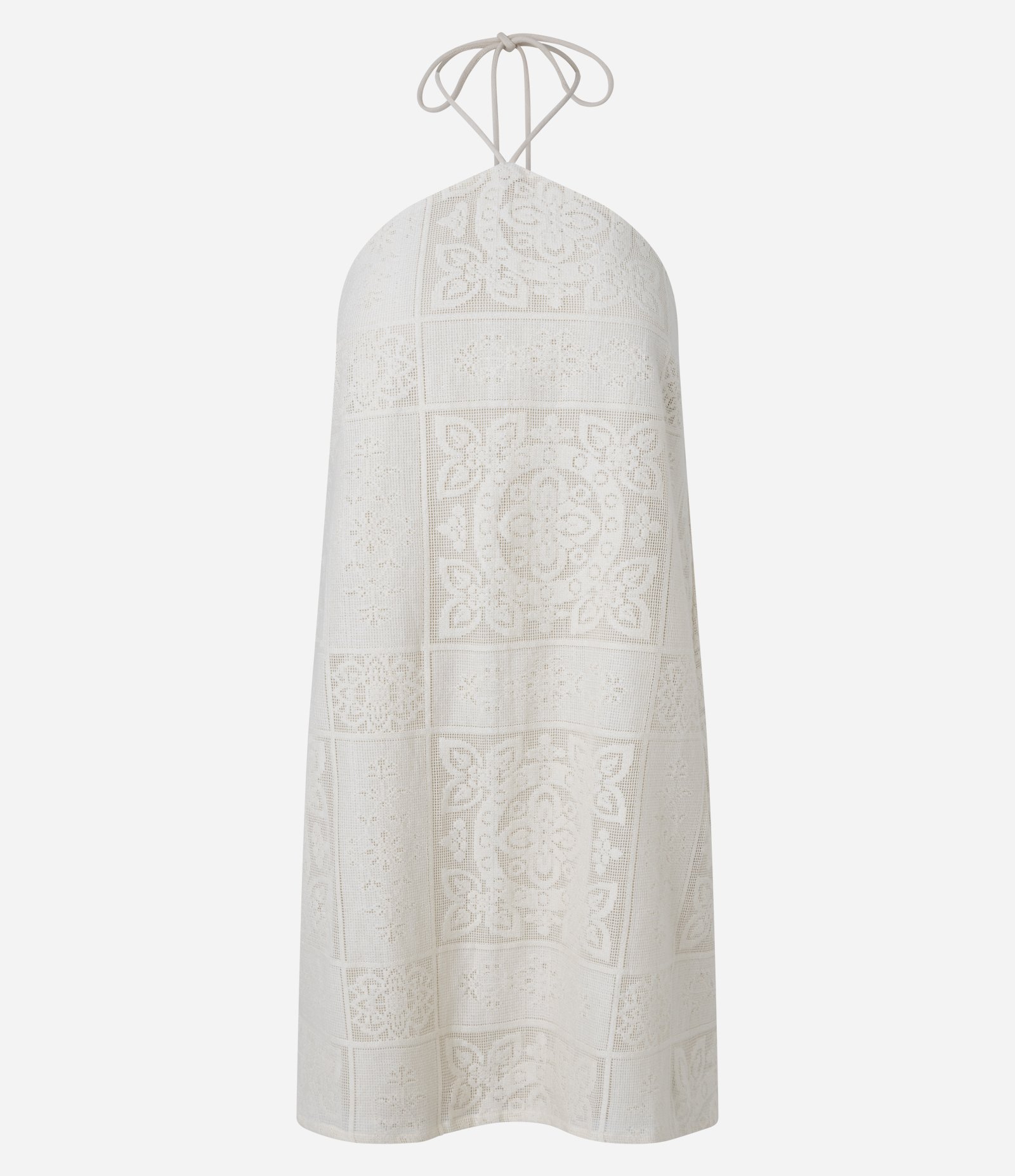 Vestido Frente Única com Amarração e Textura Floral Off White 6