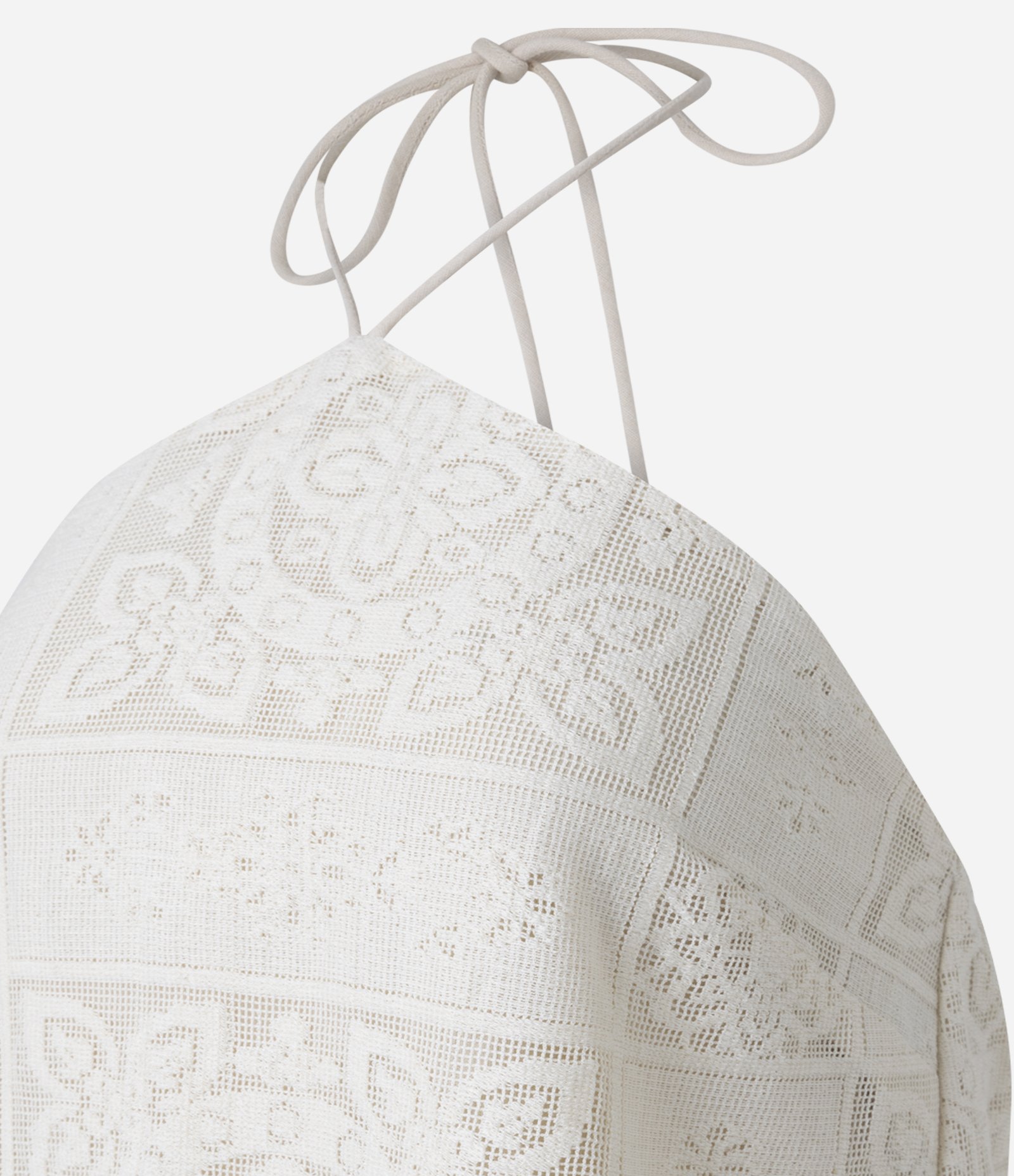 Vestido Frente Única com Amarração e Textura Floral Off White 7