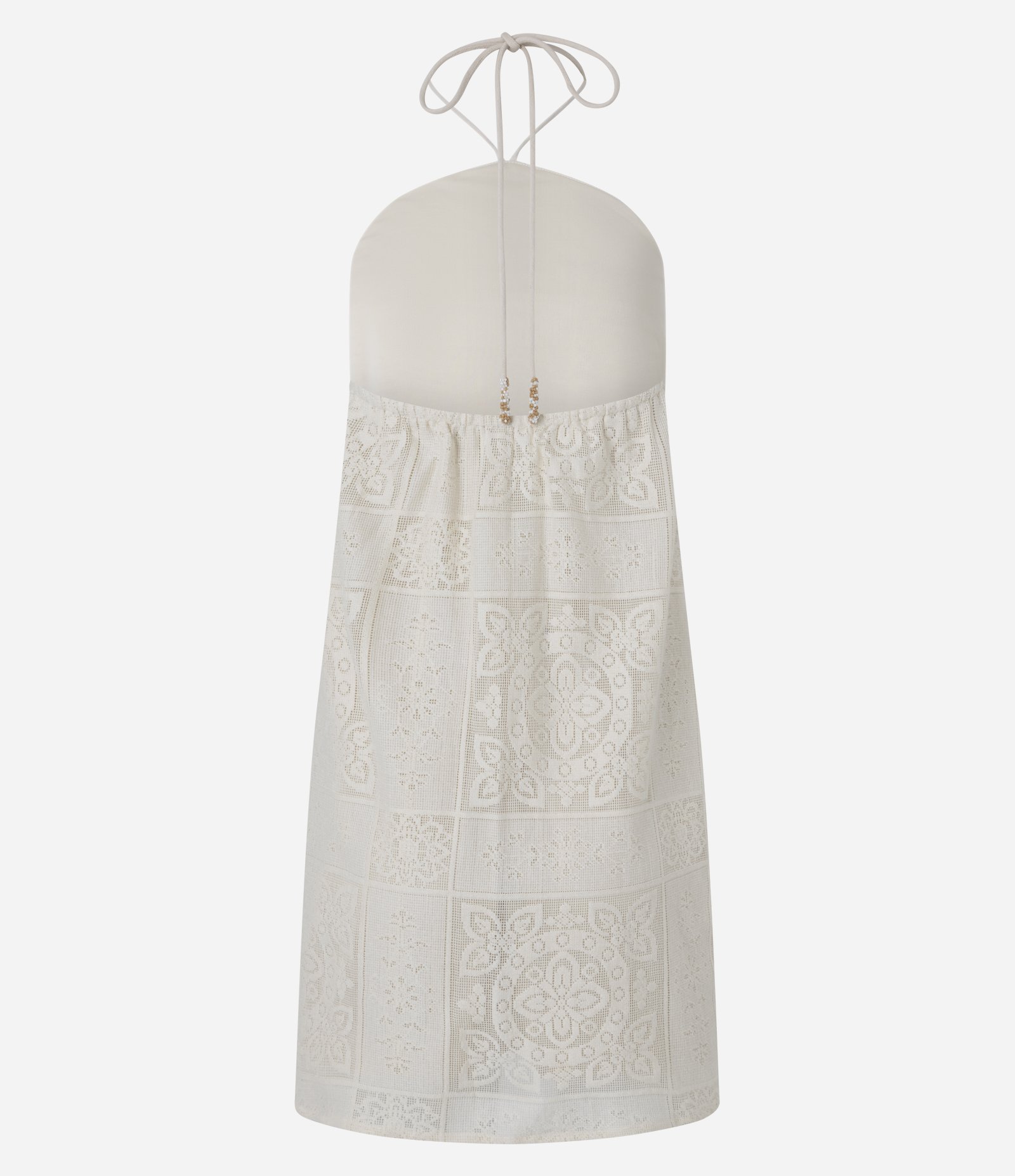 Vestido Frente Única com Amarração e Textura Floral Off White 8